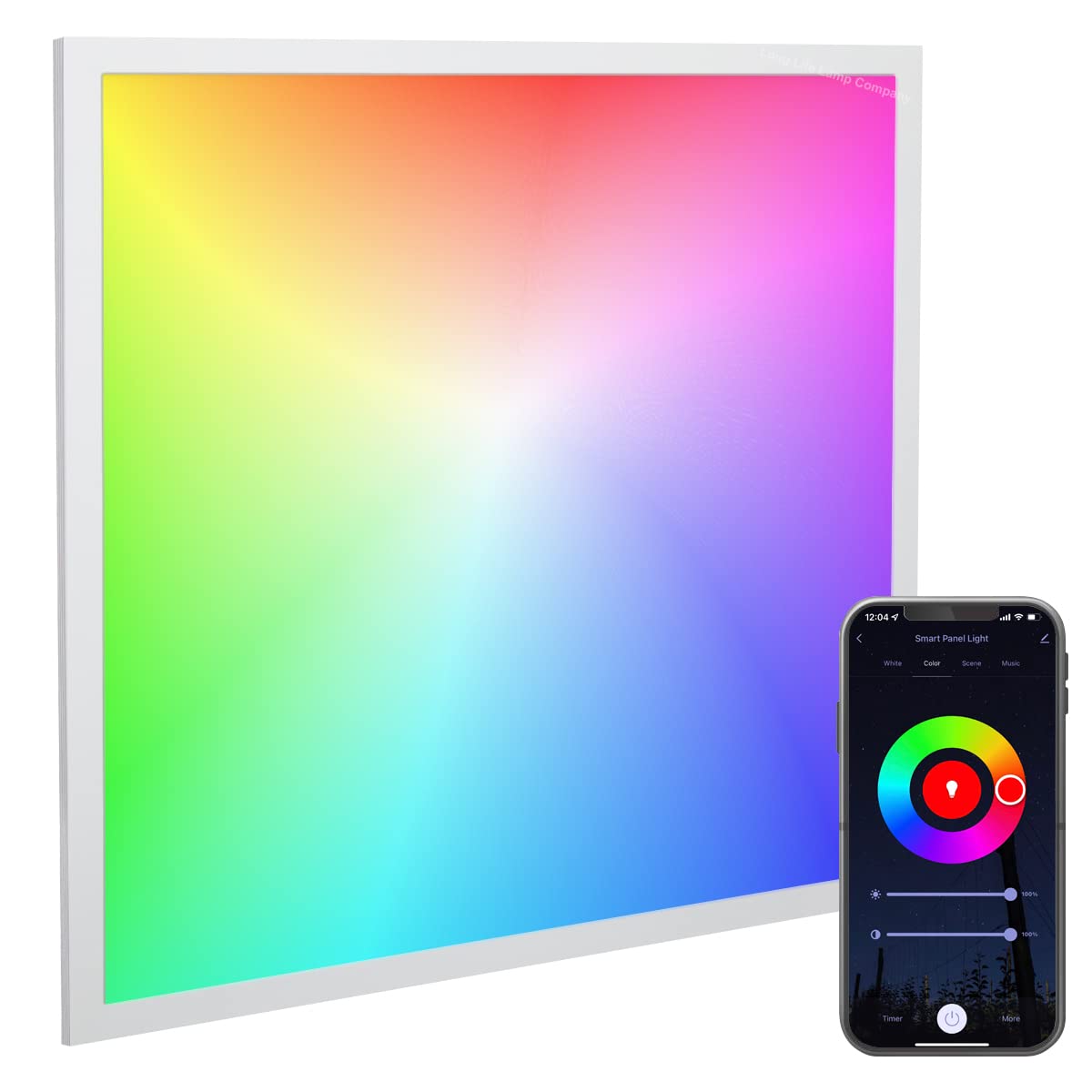 Long Life 40W Smart WiFi RGB LED Ceiling Panel - 600x600mm Color Changing Mood Light, App Controlled for Home, Office & Bedroom Lighting