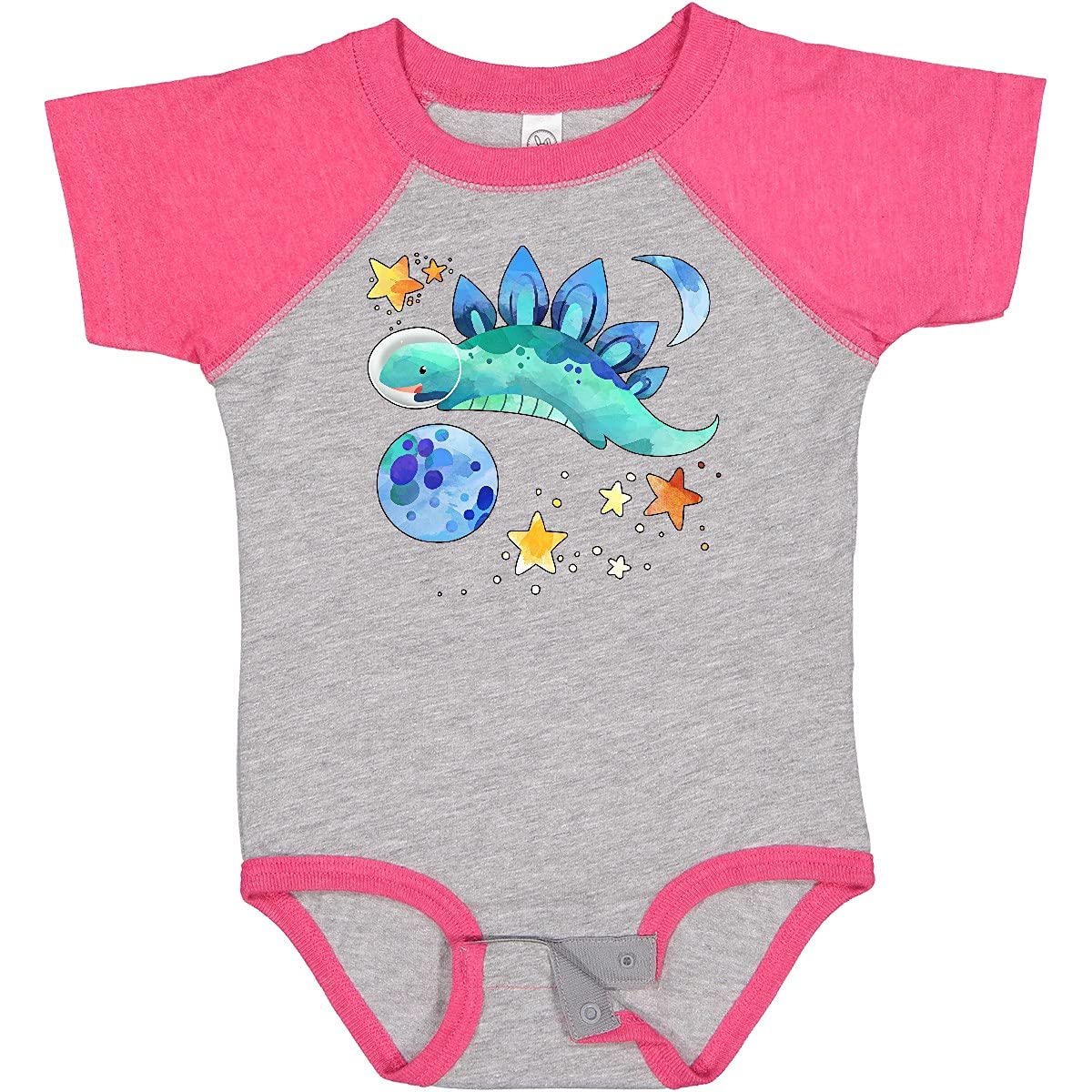 Inktastic Stegosaurus Space Dinosaur with Stars and Planet Baby Bodysuit - Cute Dino Astronaut Onesie for Infants & Toddlers - Perfect for Space-Themed Birthday Parties, Baby Showers & Nursery Decor