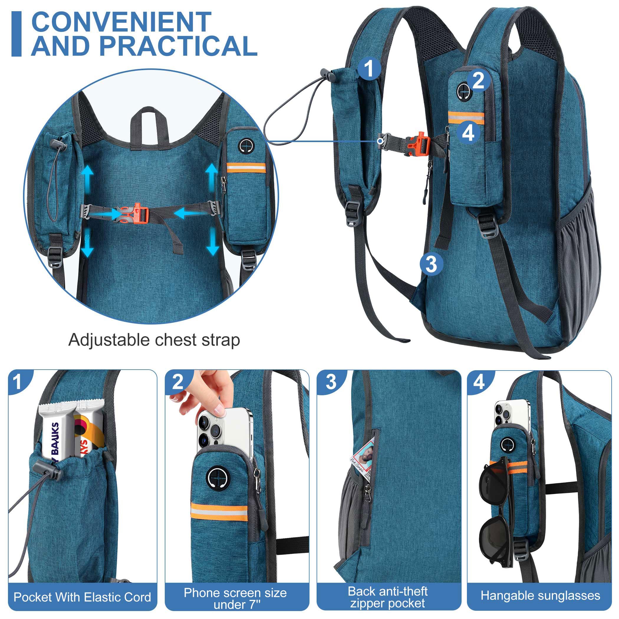 15L Ultralight Foldable Hiking Backpack for Men & Women - Packable Daypack for Travel, Camping & Outdoor Adventures (Turquoise) | Perfect for Day Hikes, Commuting & Weekend Getaways