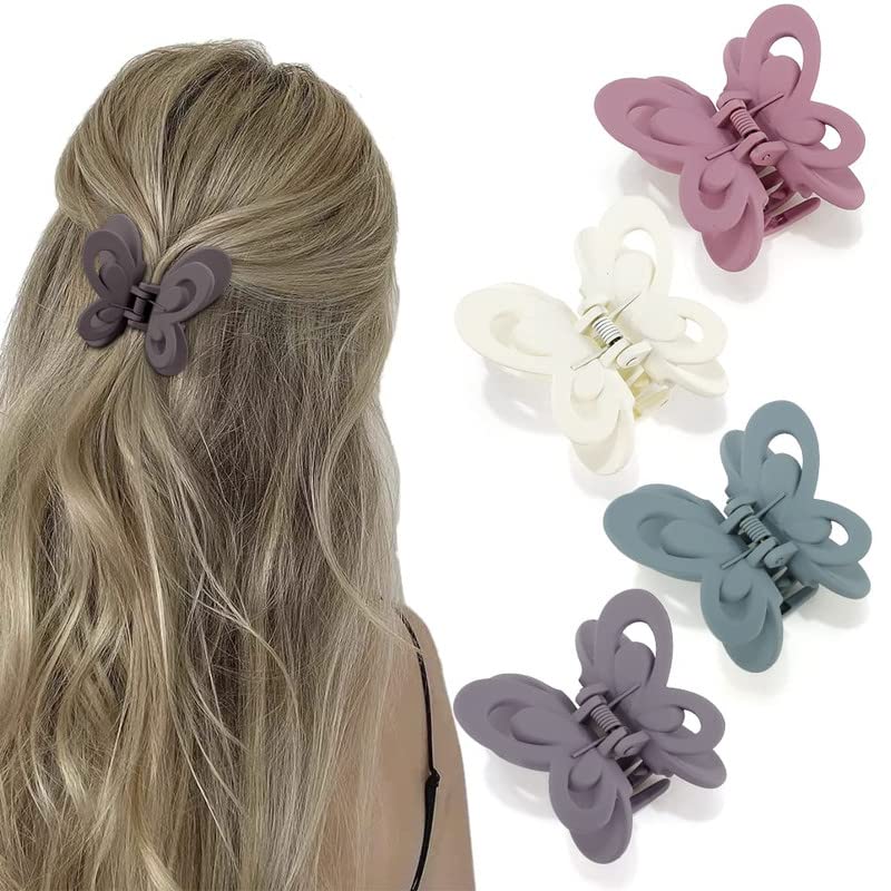 FAMEZA 4-Piece Butterfly Hair Clips for Women & Girls - Colorful Hair Claw Clips, Barrettes & Hair Accessories - Perfect for School, Parties & Everyday Styling