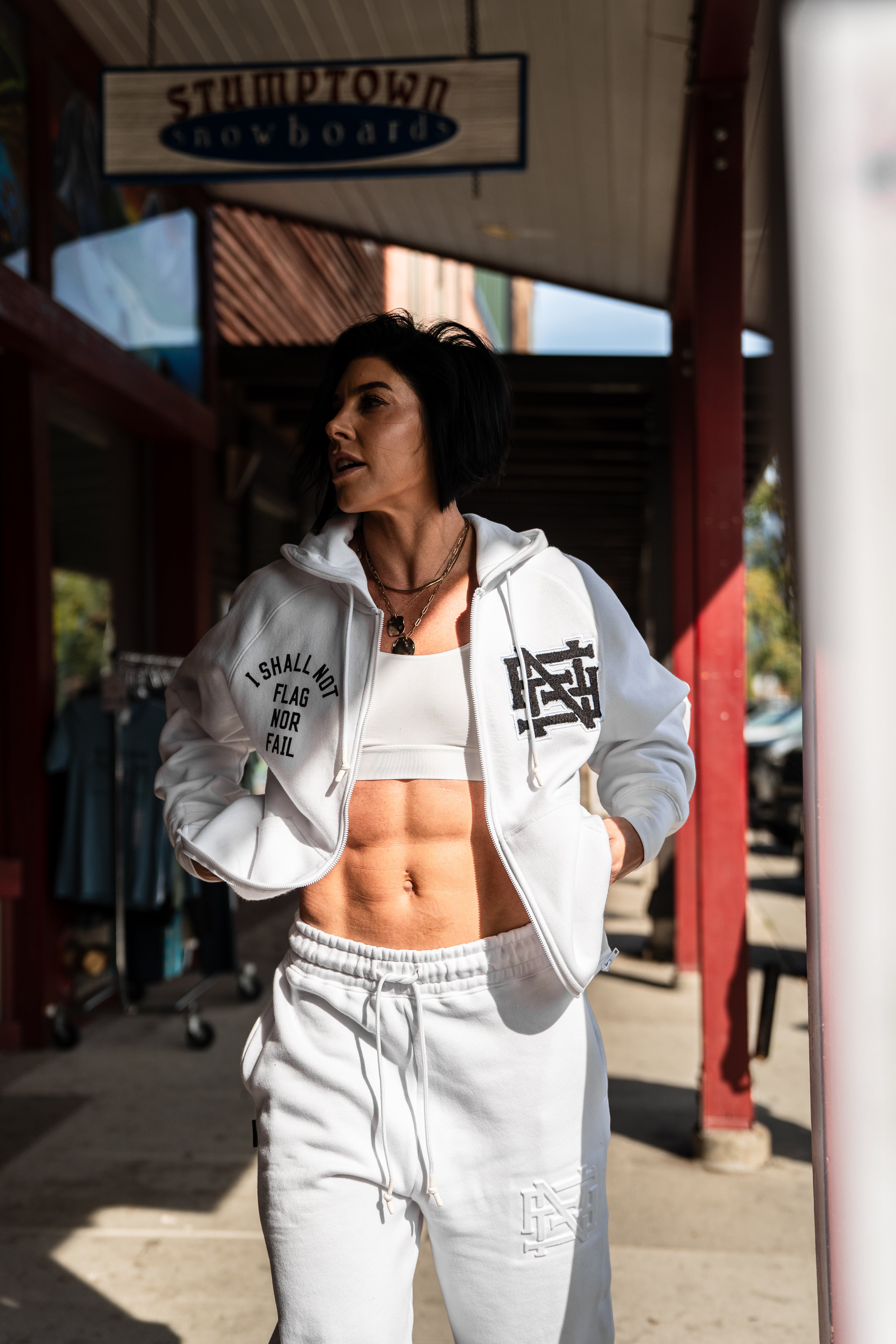 Varsity Patch Zip Up Hoodie - White | Trendy College Letterman Jacket for Men & Women | Perfect for Casual Wear, Sports Events & Campus Style
