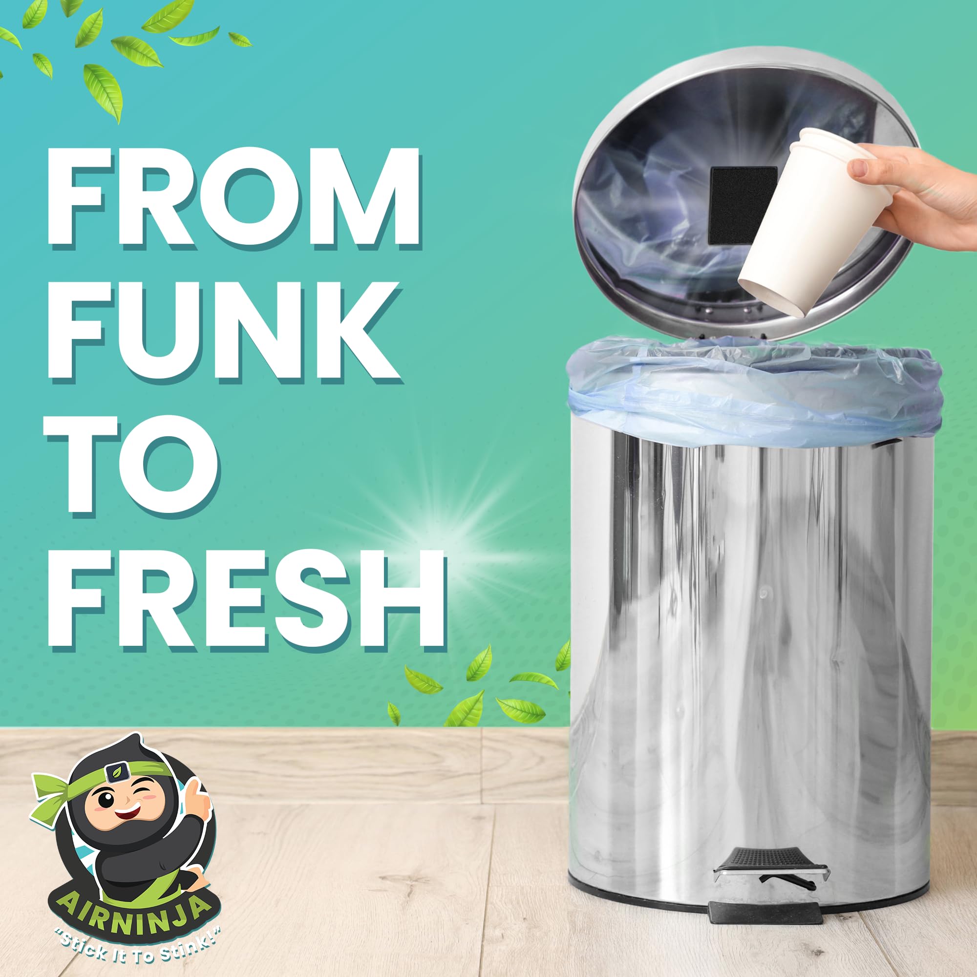 Natural Activated Carbon Trash Can Deodorizer & Odor Eliminator - Unscented Fragrance Free Garbage Can & Diaper Pail Deodorizer, Compatible with Dekor, Munchkin, Ubbi, Diaper Genie (2 Pack) | Perfect for Kitchen, Bathroom, Nursery & Pet Areas