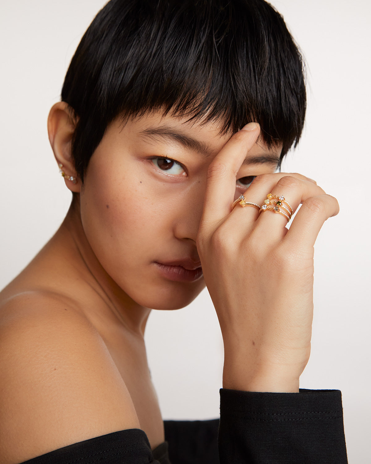 GRID 3 Juno Gold Ring for Women - 14K Solid Gold Minimalist Stackable Ring - Perfect for Everyday Wear, Gift Giving & Special Occasions