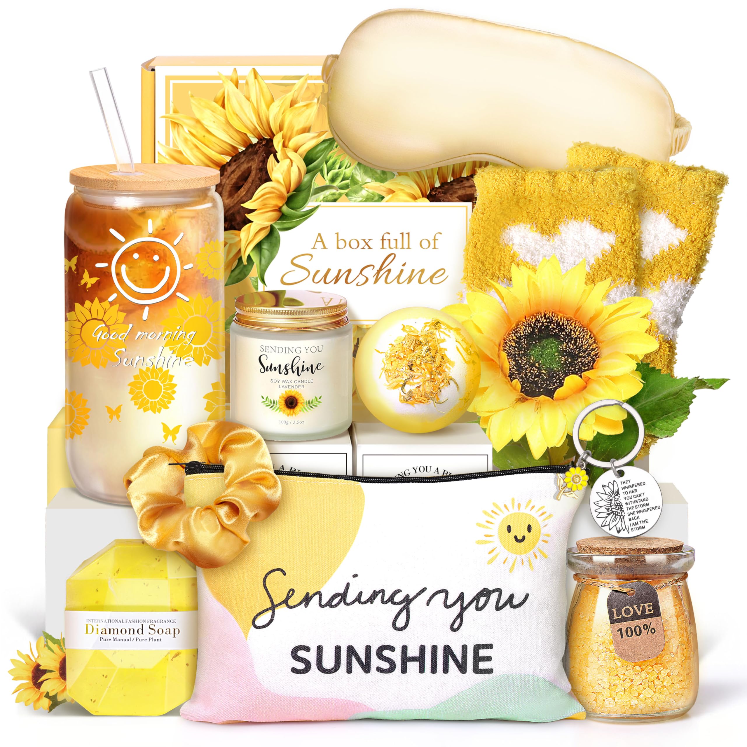 12PCS Sunflower Gift Set for Women - Get Well Soon, Birthday, Inspirational Gifts for Mom, Sister, Teacher, Friends & BFF - Unique Sunshine-Themed Present for Home Decor, Office Desk & Cheer Up Moments