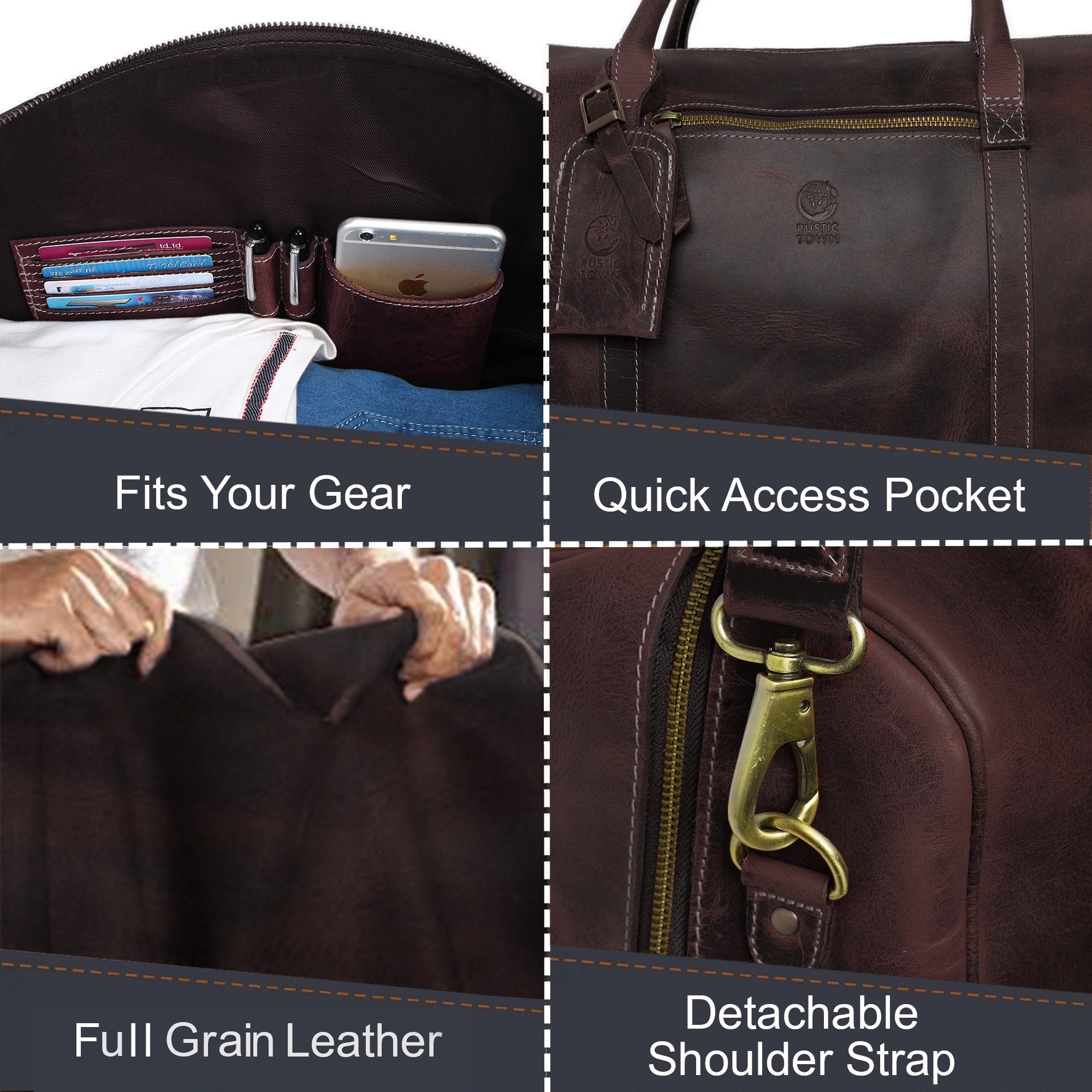 Roadstar 24-Inch Overnight Weekender Duffel Bag - Carry On Luggage for Travel, Gym & Weekend Getaways - Walnut Brown Durable Water-Resistant Travel Bag