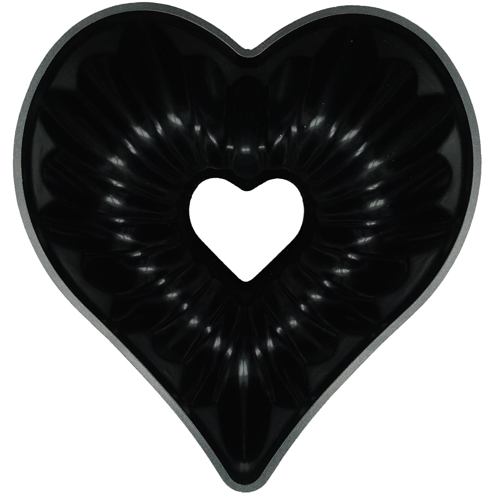 Heart Shaped Cake Pan 10 Inch - Nonstick Fluted Charlotte Mold for Valentine's Day, Christmas, Wedding & Party Baking - Heavy Duty Kundalini Design for Cakes, Tarts & Desserts
