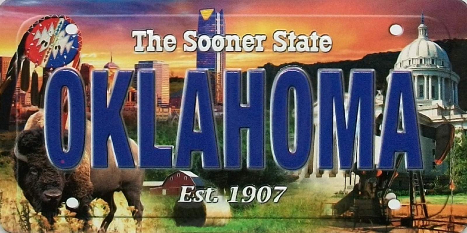 Oklahoma The Sooner State License Plate Souvenir Fridge Magnet - Collectible Car Accessory for Home, Office & Travel Decor
