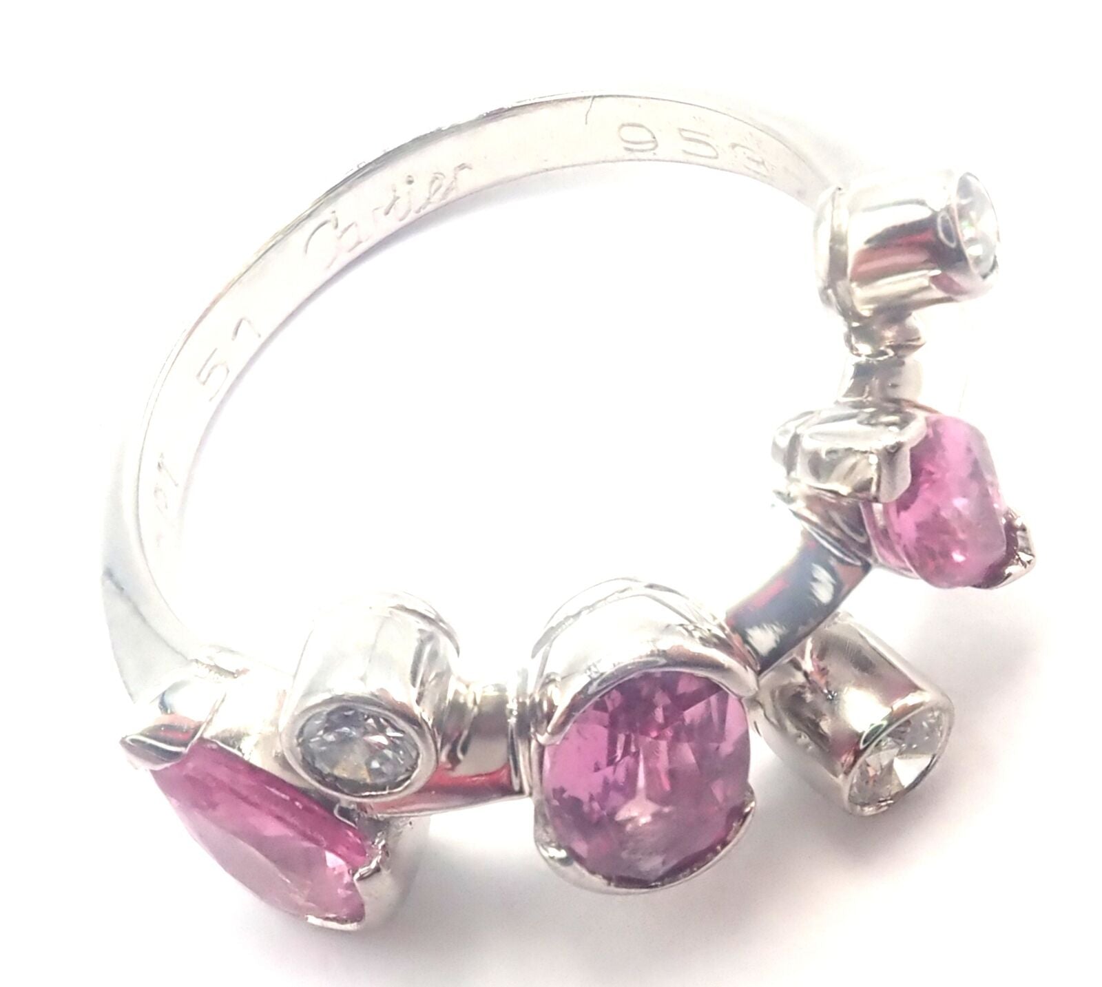 Authentic Cartier Meli Melo Platinum Diamond & Pink Sapphire Band Ring with Certificate - Perfect for Engagement, Anniversary & Luxury Gift Giving