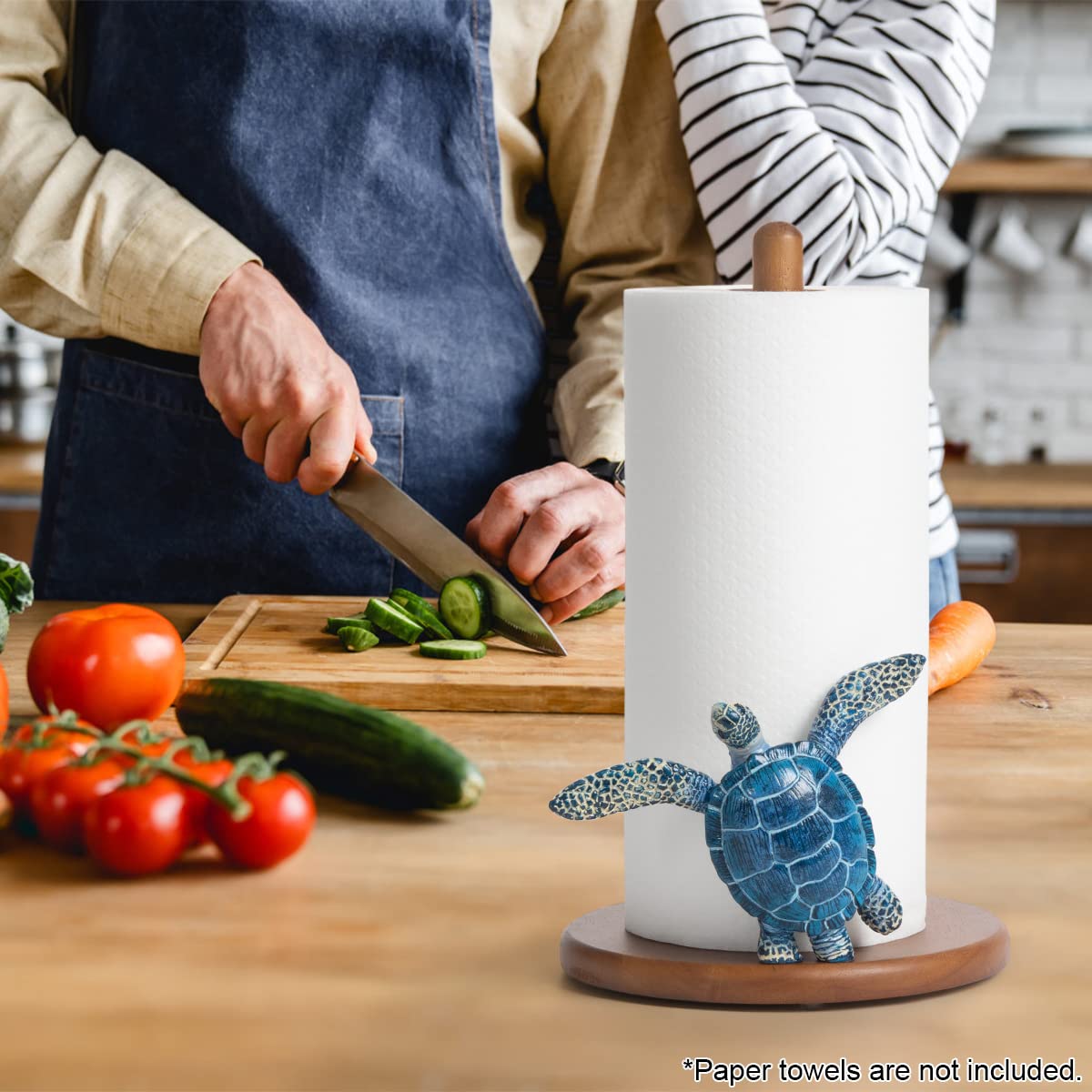 Sea Turtle Paper Towel Holder - Coastal Beach House Decor, Unique Bathroom & Kitchen Accessory, Funny Cute Gift for Women - Perfect for Beach Themed Homes, Vacation Rentals & Coastal Style Kitchens