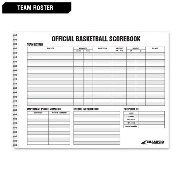 Champro Basketball Scorebook - Official Game & Practice Scorekeeping Notebook for Coaches & Players | Perfect for Leagues, Tournaments & Team Training