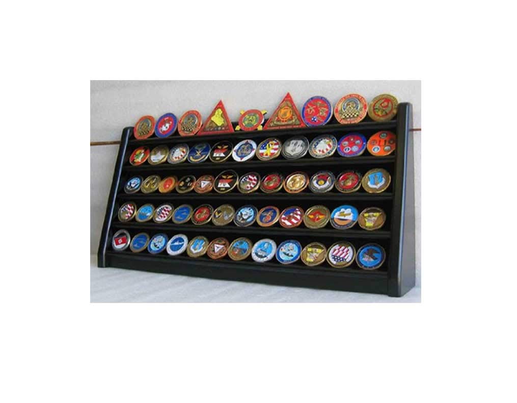 5-Row Military Challenge Coin Display Stand - Black COIN5-BLA | Sport & Collectible Coin Organizer for Military, Police, Firefighter, Gaming & Awards Showcase