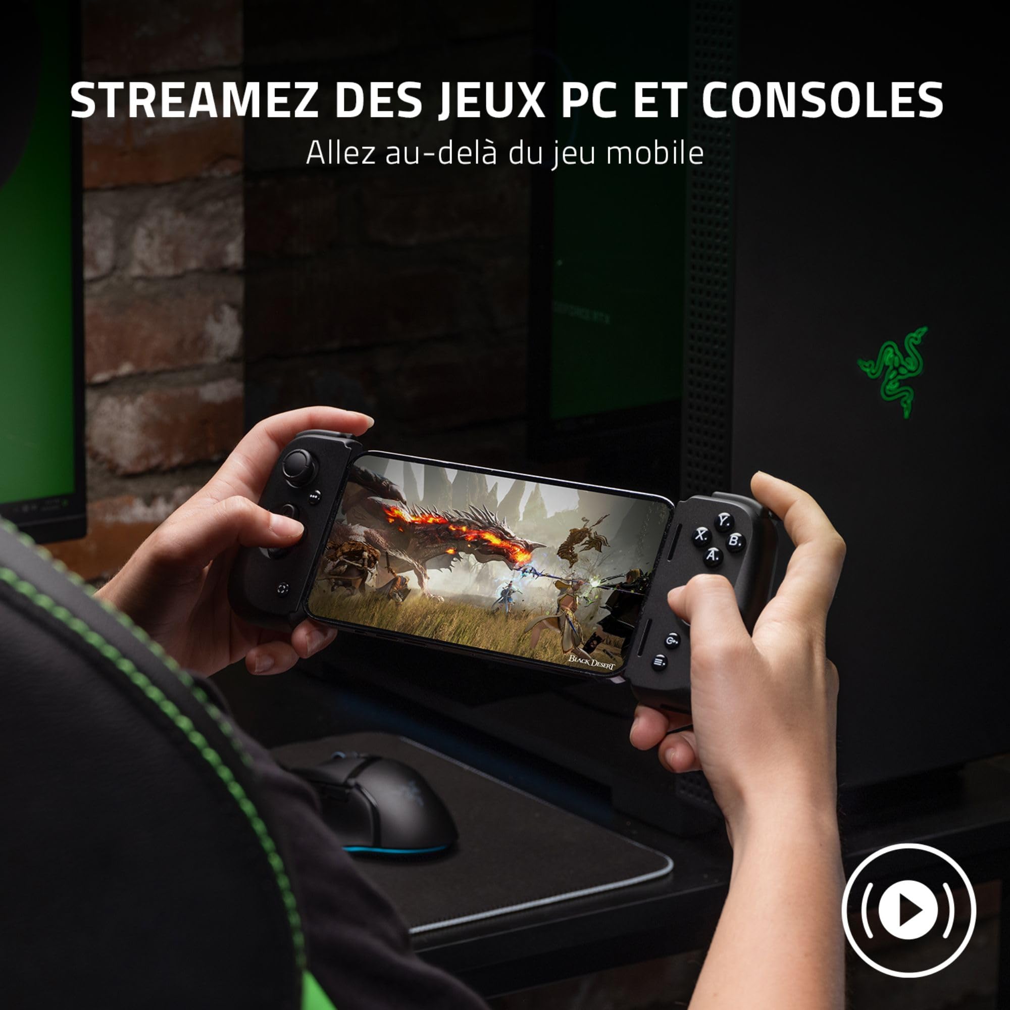 Razer Kishi V2 Mobile Game Controller for iPhone - Universal Gaming with Extendable Bridge, PC & Console Game Streaming, Ergonomic Design, Nexus App Support (Black) | Perfect for Mobile Gaming, Cloud Gaming & Remote Play Anywhere