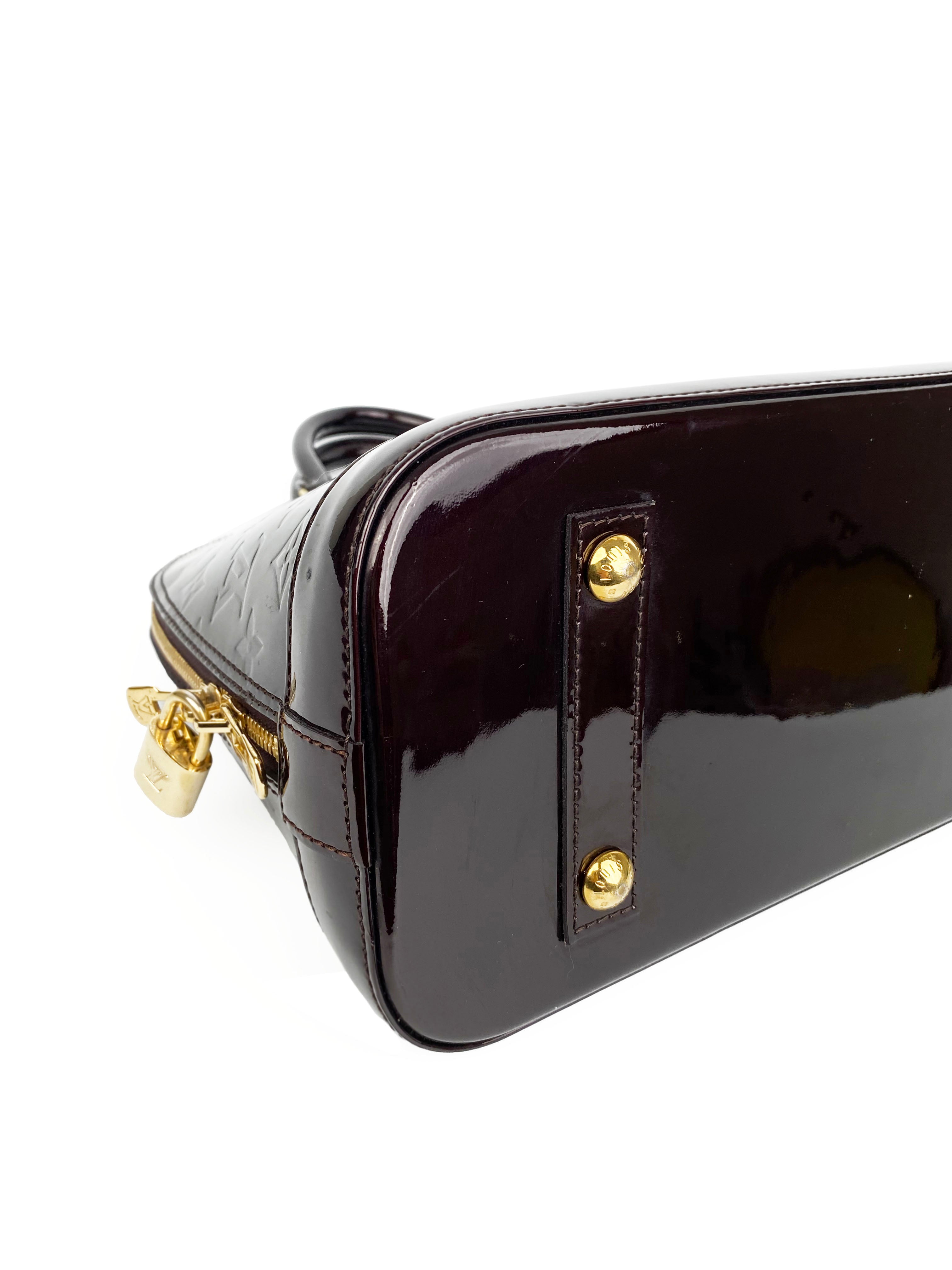 Authentic Louis Vuitton Amarante Alma PM Handbag - Monogram Vernis Leather Crossbody Purse for Women | Perfect for Work, Travel & Evening Events