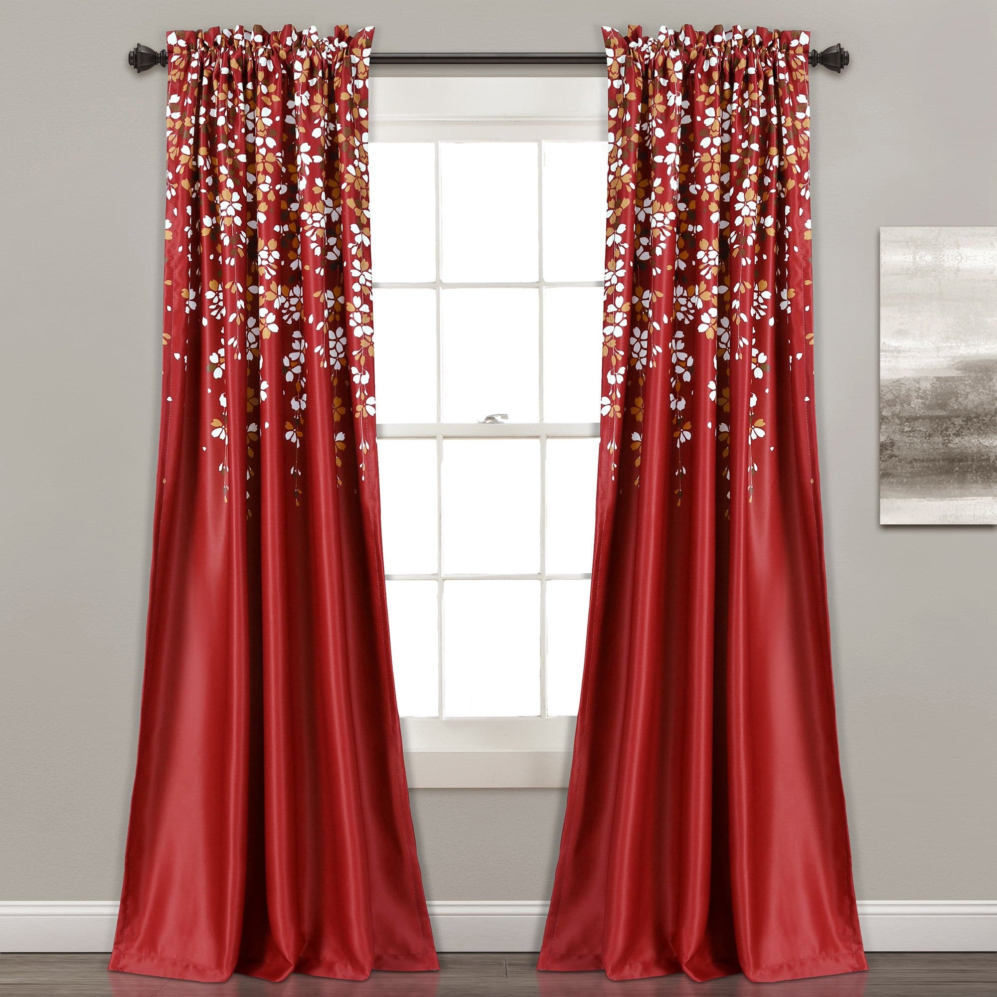 Elegant Weeping Flower Light Filtering Window Curtain Set - Soft Sheer Drapes for Living Room & Bedroom - Perfect for Privacy & Sun Protection
