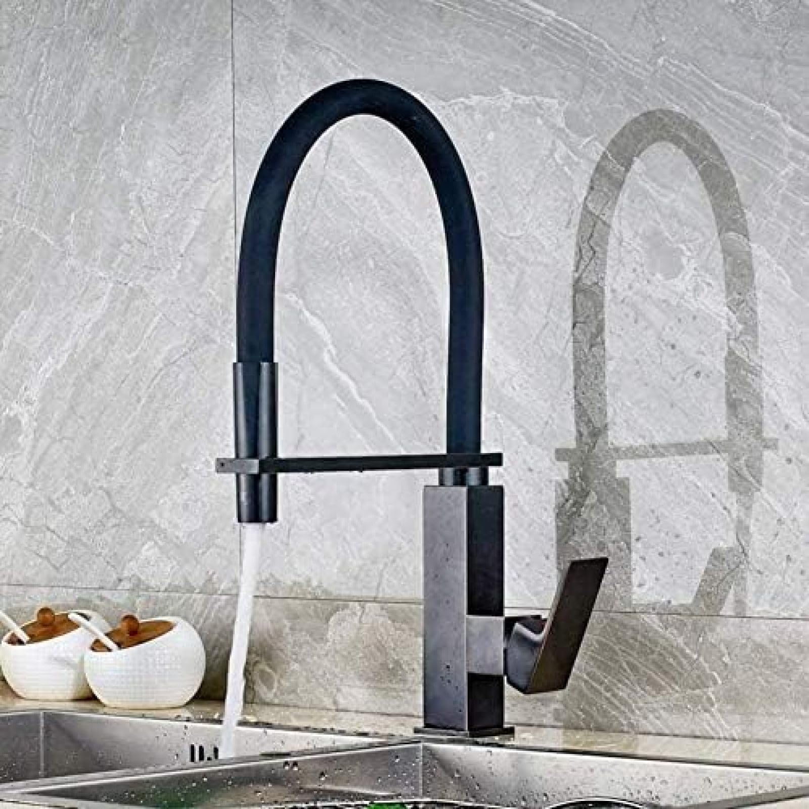CRJUS Solid Brass Kitchen Faucet with Pull Out Sprayer - Single Handle 360 Degree Rotating Hot & Cold Water Mixer Tap for Sink - Perfect for Modern Kitchens, Easy Deck Installation & Dishwashing