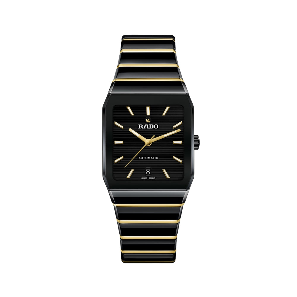 Anatom Automatic Ceramic & Gold PVD Coated Stainless Steel Watch - 32.5mm Black Dial with Bracelet | Luxury Dress Watch for Men, Business & Formal Occasions