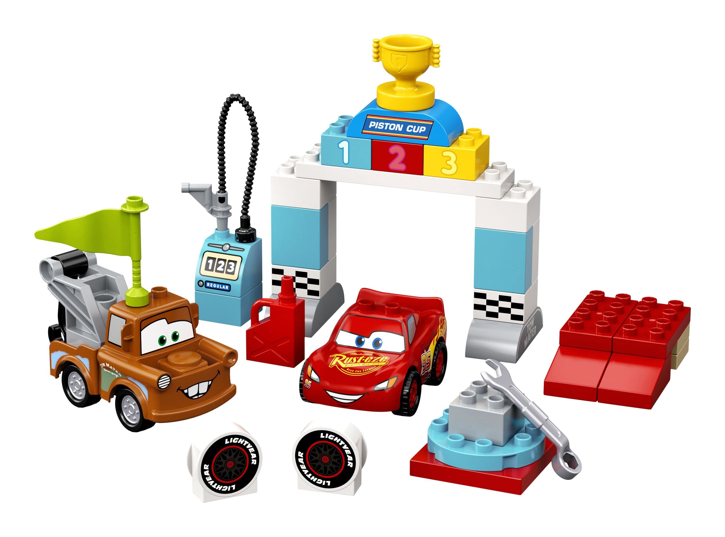 LEGO 10924 Duplo Disney Pixar Cars Race Day with Lightning McQueen - Toddler Building Toy for Creative Play & Early Learning - Perfect Birthday Gift for Kids Ages 2-5 Years Old