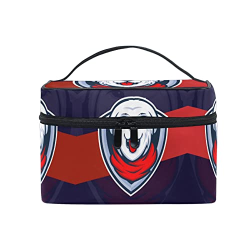 Cute Cartoon Wolf Cosmetic Bag - Waterproof Makeup Pouch & Toiletry Organizer for Women & Girls | Travel, Gym, School Essentials | Dog & Animal Themed Zipper Bag