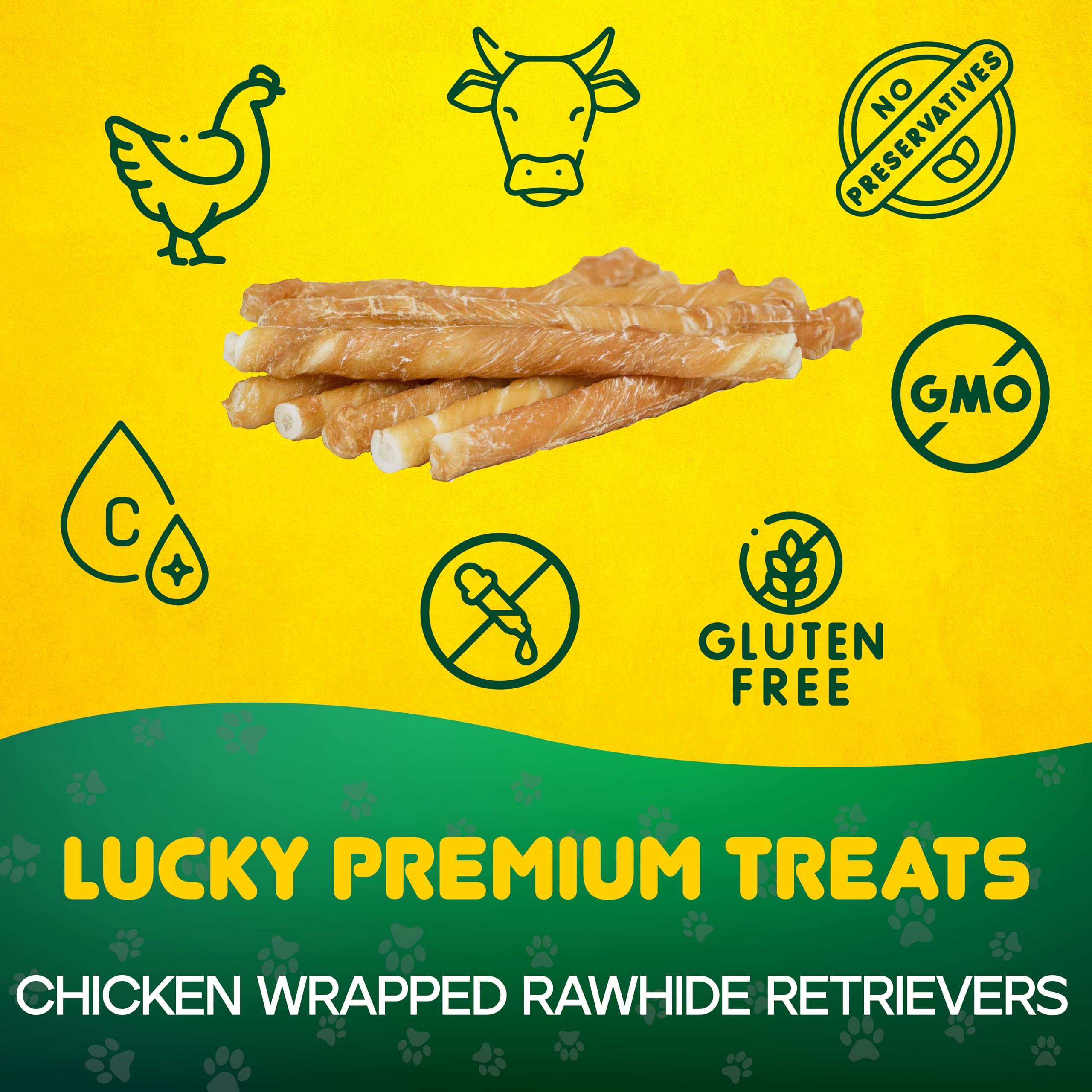 Premium Chicken-Wrapped Rawhide Dog Chews for Large Breeds - USA Made Long-Lasting Natural Dog Treats - Retriever Size 17-Count Pack - Perfect for Training Rewards & Dental Health