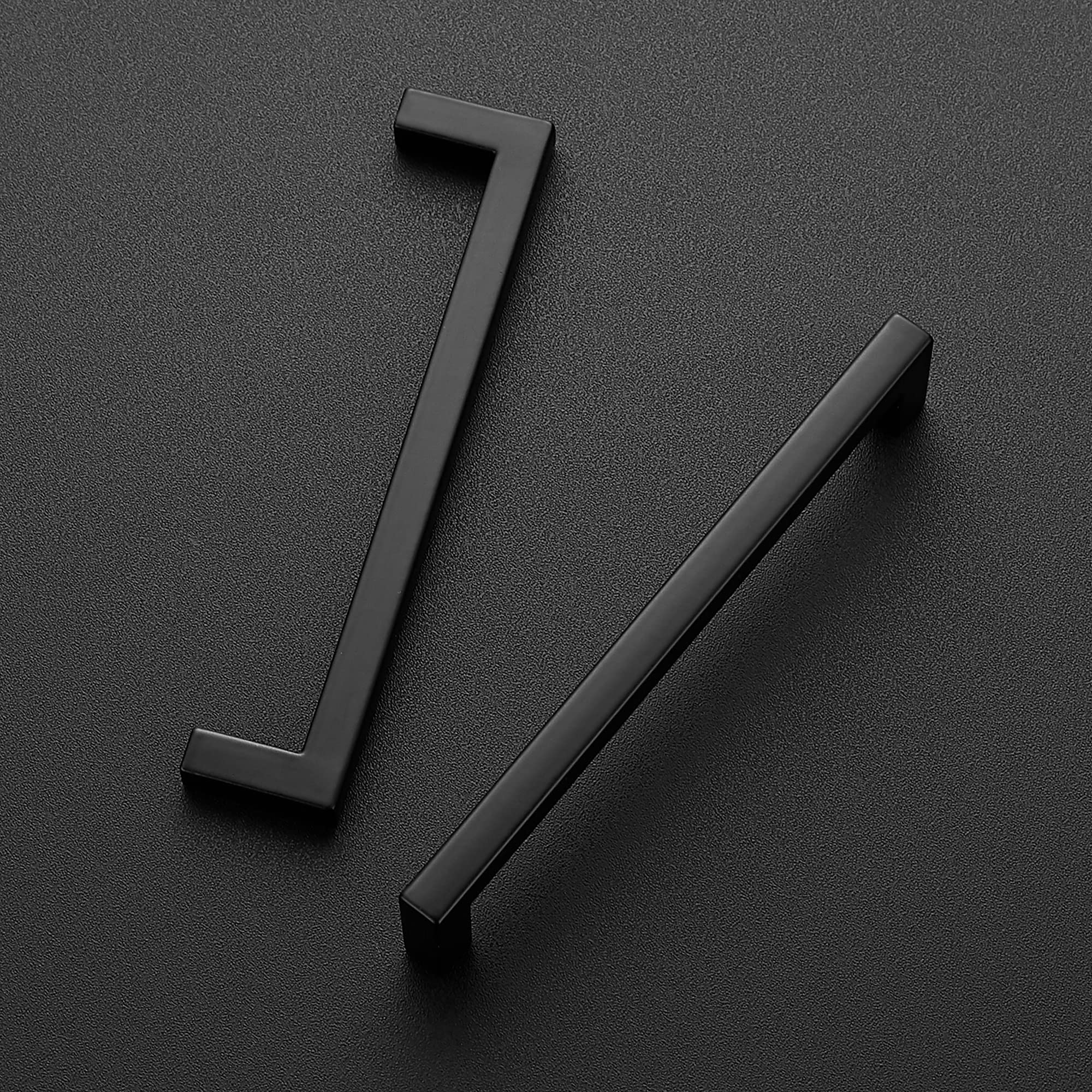 15 Pack Matte Black Slim Square Bar Drawer Handles - Kitchen Cabinet Hardware for Modern Homes