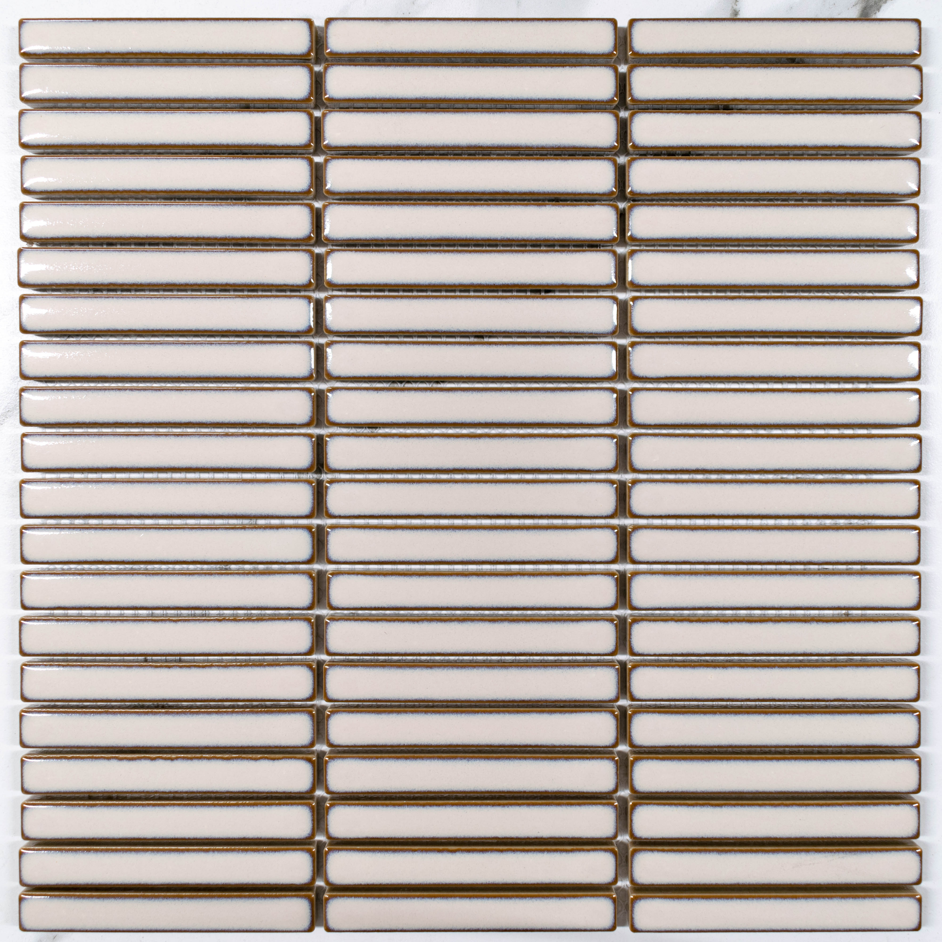 Kyoto Beige Kit Kat Gloss Mosaic Tile - Japanese Style Ceramic Wall & Floor Tiles for Kitchen Backsplash, Bathroom, and Shower Decor