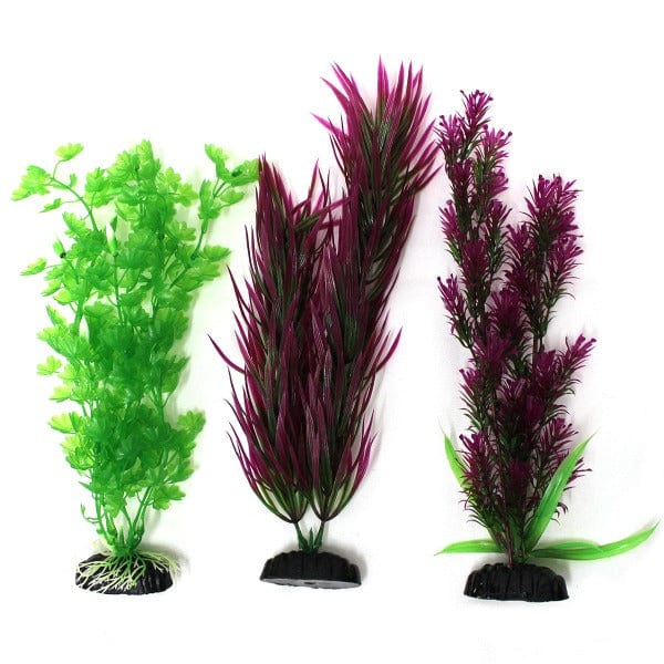 Premium Plastic Aquarium Plants for Fish Tank Decor - 3 Pack (12 Plants) - Perfect for Freshwater & Saltwater Aquariums, Betta Fish Tanks, and Aquatic Decorations