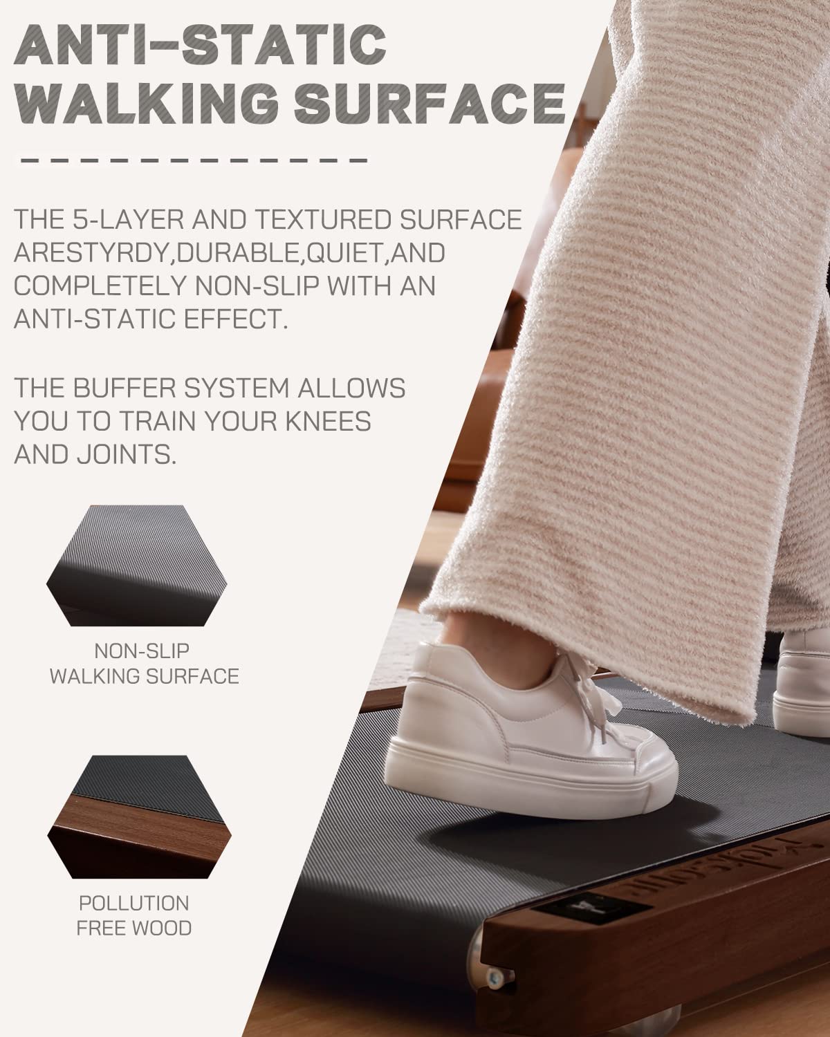Maksone Under Desk Treadmill - Quiet Wooden Walking Pad with Remote Control, No Installation Required | Portable Walking Jogging Machine for Home Office, Small Spaces & Fitness Enthusiasts