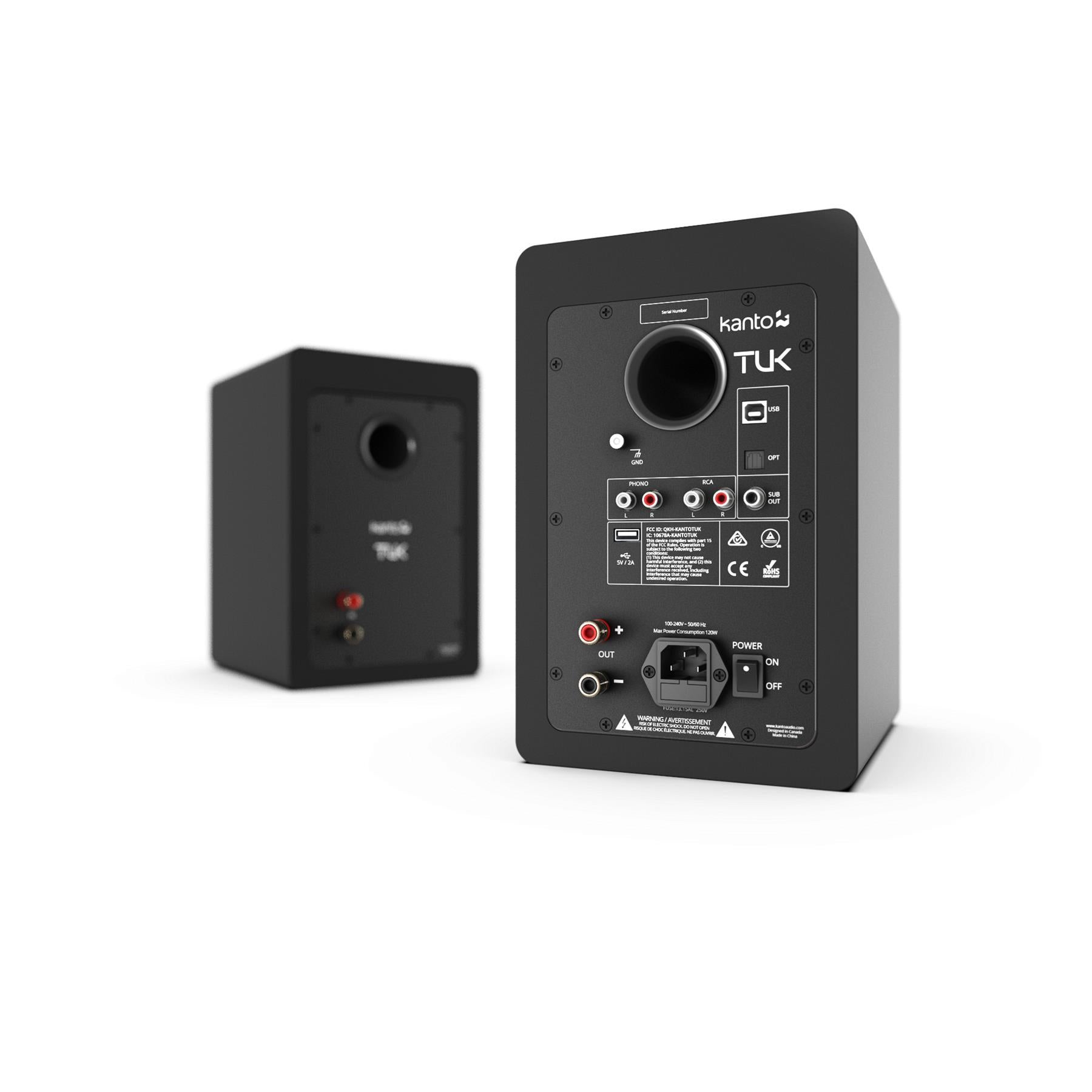 Premium Kanto TUK Powered Bookshelf Speakers - High-Fidelity USB DAC, Bluetooth 4.2, Phono Preamp & Headphone Output for Home Audio, Studio Monitoring & Gaming Setup