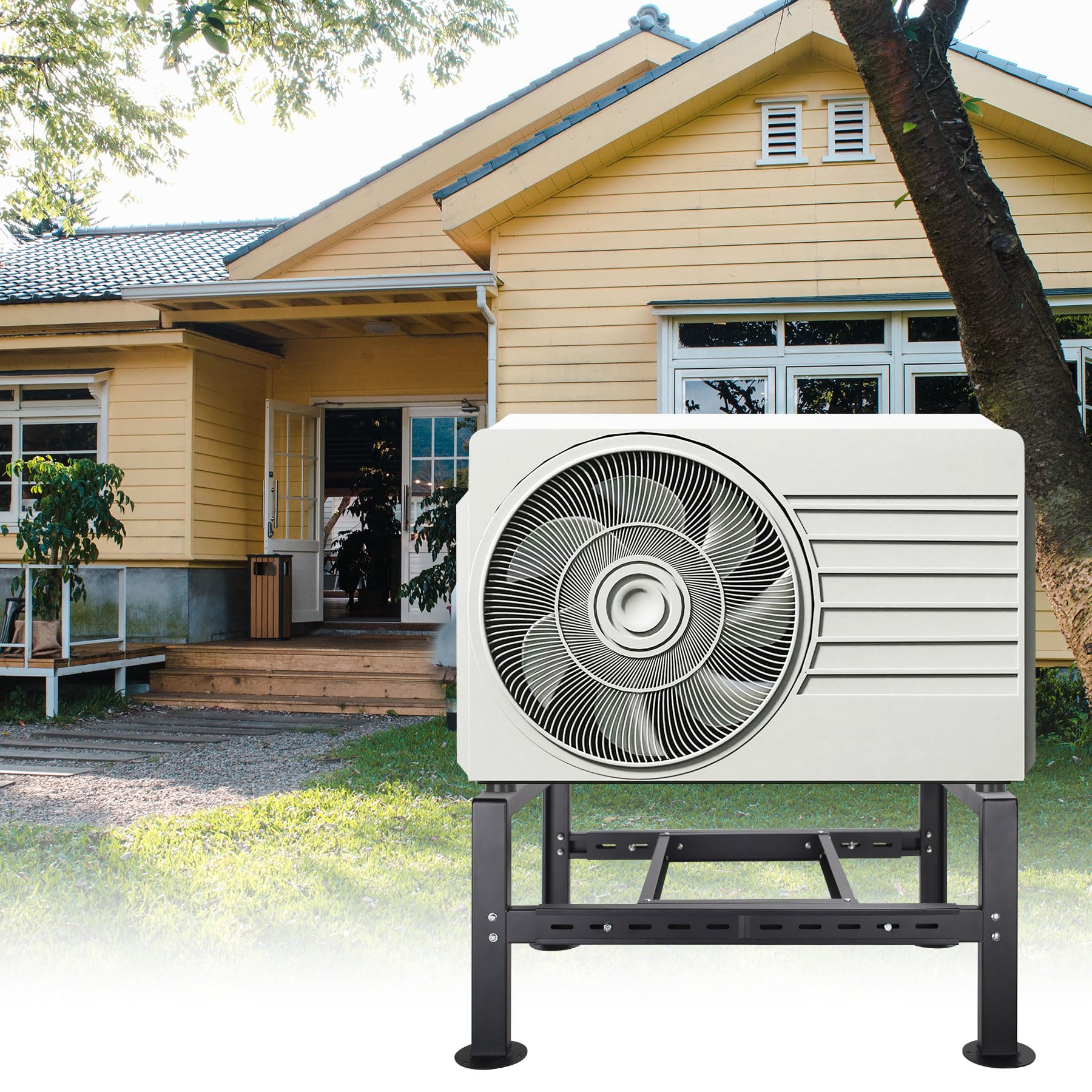 Heavy Duty Adjustable Mini Split AC Stand - 14in Height, 29.5-45.3in Length for 24000-60000 BTU Air Conditioners & Heat Pumps | Outdoor Condenser Support for Home & Commercial HVAC Systems