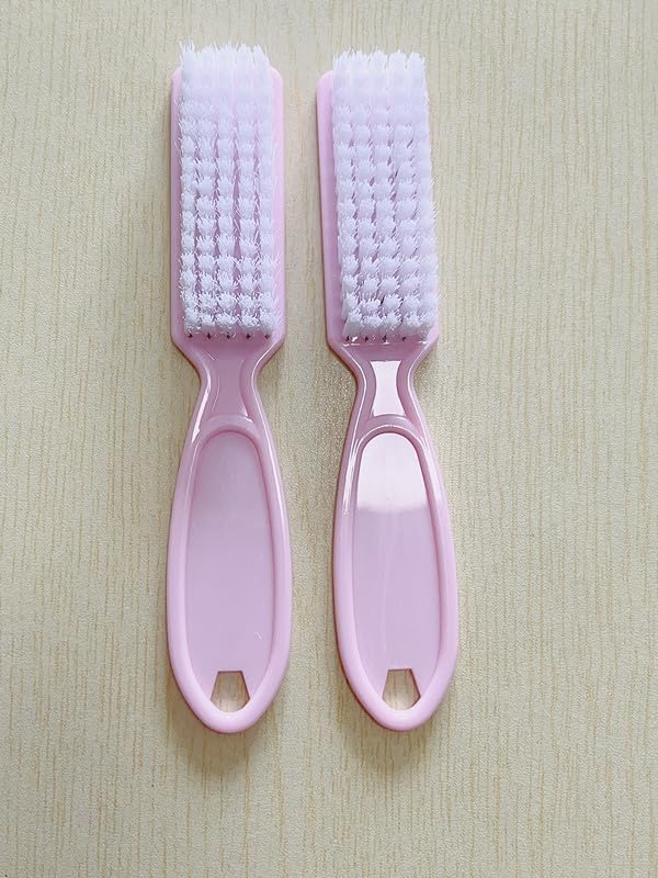 12Pcs Nail Cleaning Brushes with Ergonomic Handle - Professional Manicure & Pedicure Tools for Women & Men - Dust Removal Brush for Home & Salon Use (Pink) - Perfect for Nail Art, Spa Days & At-Home Grooming
