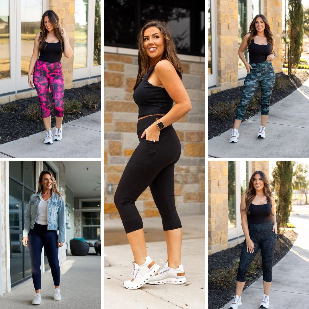 PREORDER: Women's High-Waisted Capri Yoga Leggings with Side Pockets - 9 Color Options for Workout, Running & Casual Wear