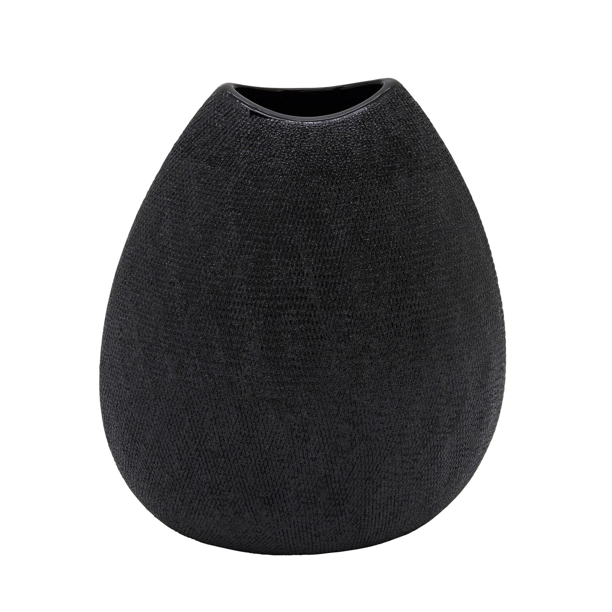Kingston Living 10.75 Inch Black Beaded Ceramic Tabletop Vase - Perfect for Home Decor, Wedding Centerpieces & Office Desk Decorations