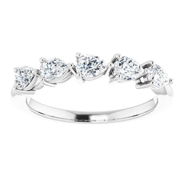 1.05 Carat Pear Cut Diamond Wedding Band - 5 Stone Anniversary Ring for Women - Elegant Bridal Jewelry & Gift for Wife, Fiancée, or Girlfriend - Perfect for Engagement, Proposal, or Special Occasions