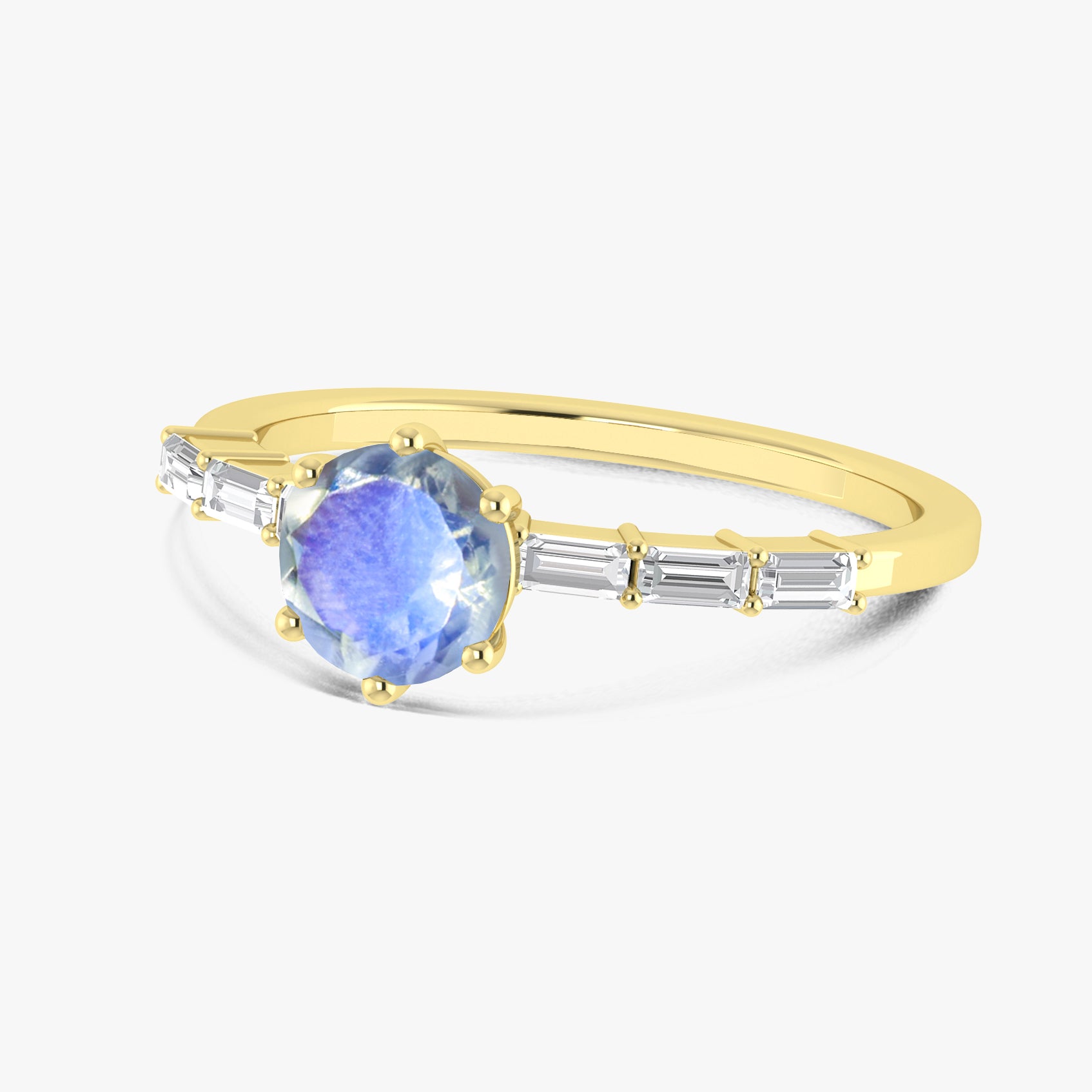 Rainbow Moonstone Seven Stone Ring for Women - Elegant Sterling Silver Jewelry for Wedding, Engagement & Everyday Wear