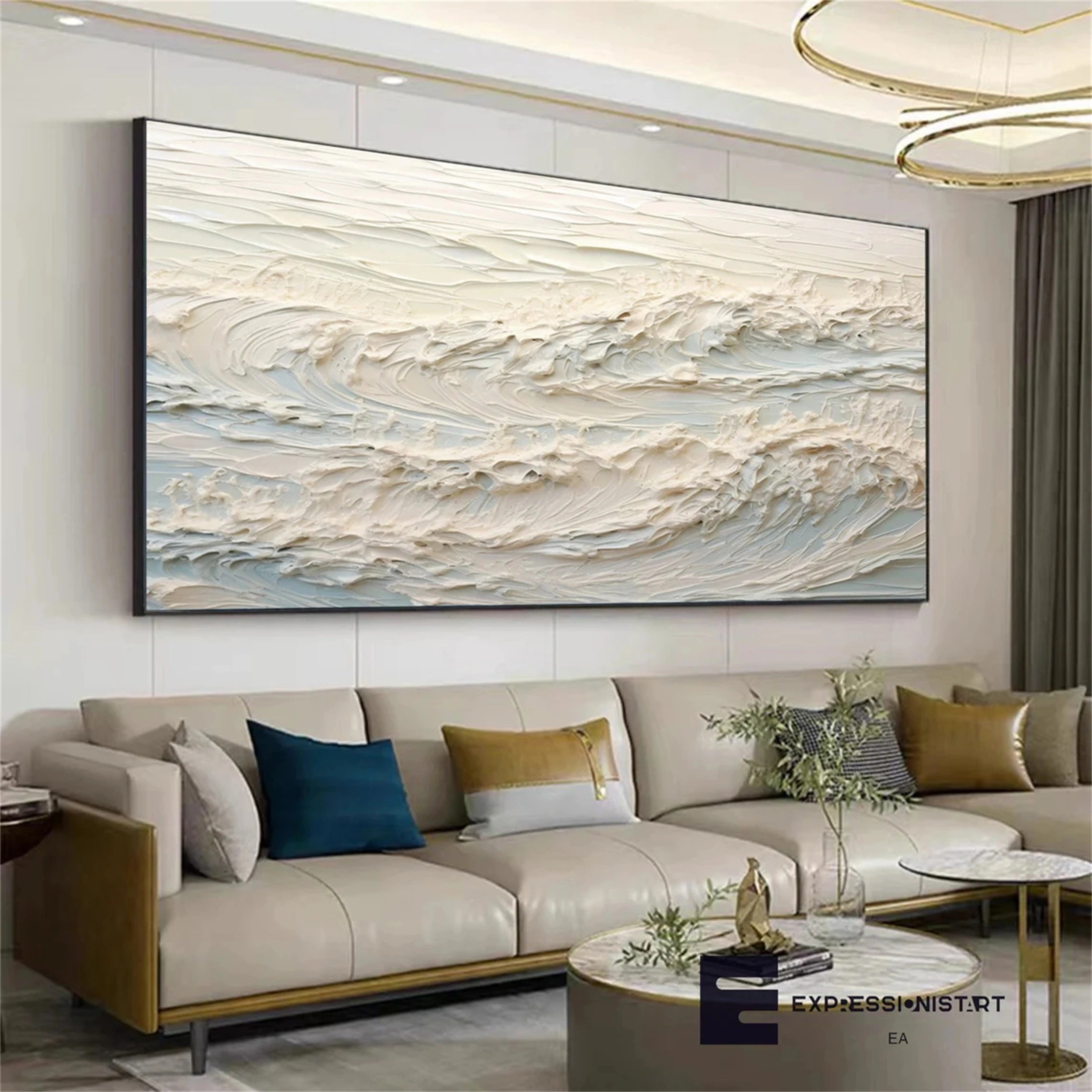 Ocean and Sky Painting #OS 072 - Handmade Canvas Wall Art for Home Decor, Office & Living Room - Coastal Landscape Artwork for Beach House & Modern Interior Design