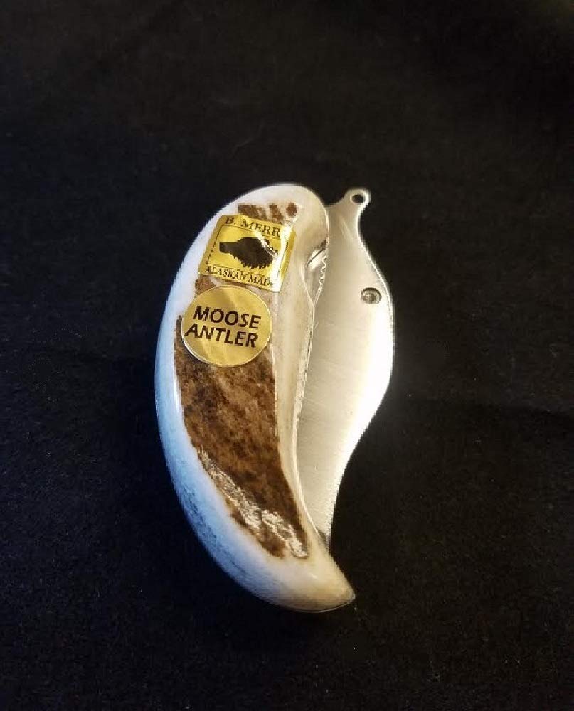 Handcrafted Alaska Moose Antler Ulu Folding Pocket Knife - Compact Outdoor Tool for Camping, Hunting & Everyday Carry (EDC)