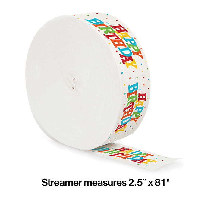12-Piece Bulk Happy Birthday Party Streamers - Colorful Decorations for Birthday Parties, Baby Showers & Celebrations