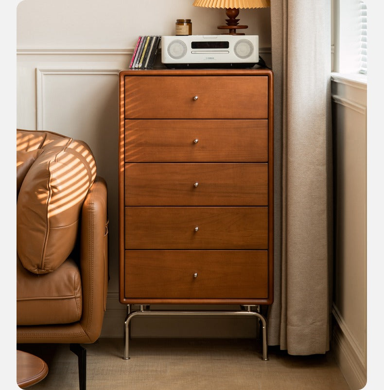 Solid Wood Poplar Dresser - 5-Drawer Storage Chest for Bedroom, Living Room & Office - Natural Wood Finish for Home Organization & Decor