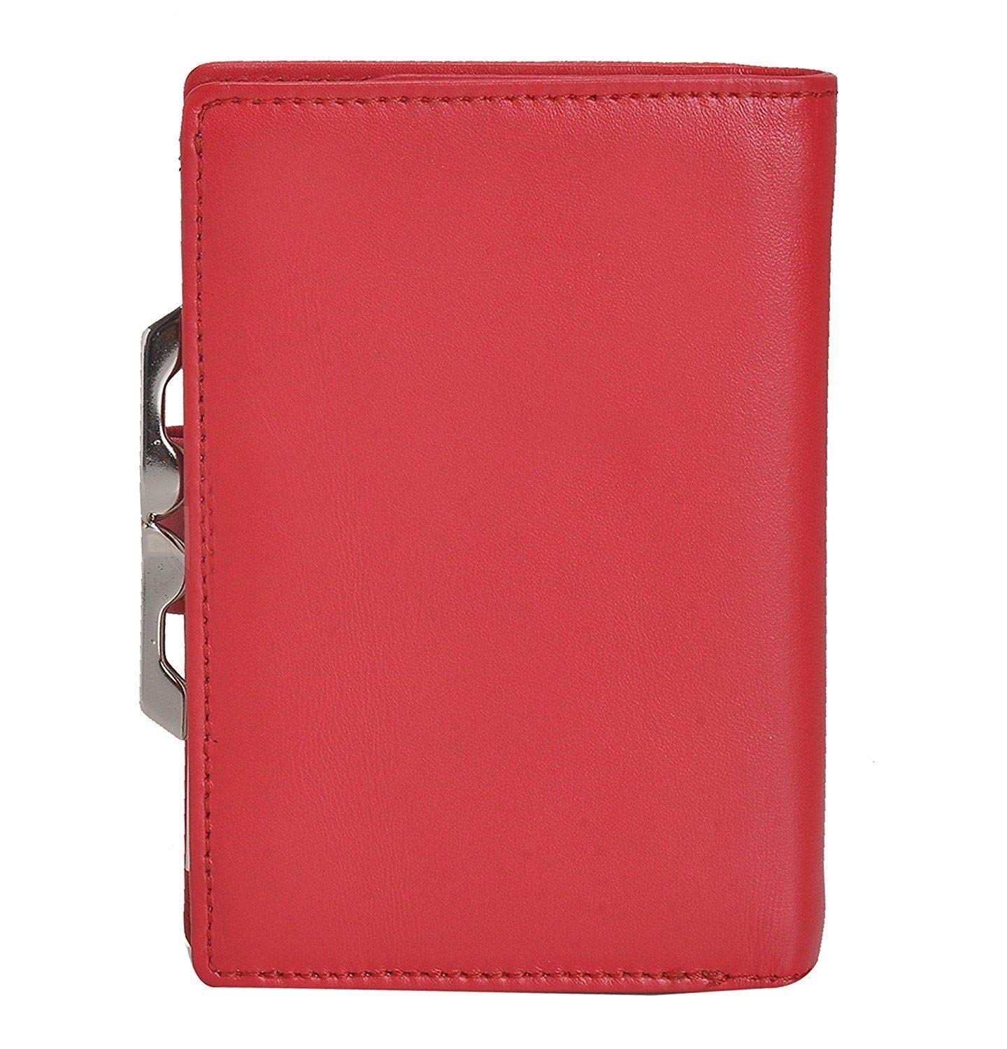 Genuine Safiano Leather Women's Wallet - Premium RFID Blocking Credit Card Holder with Zipper Coin Pocket (Red) | Perfect Gift for Mother's Day, Birthday & Travel Accessories