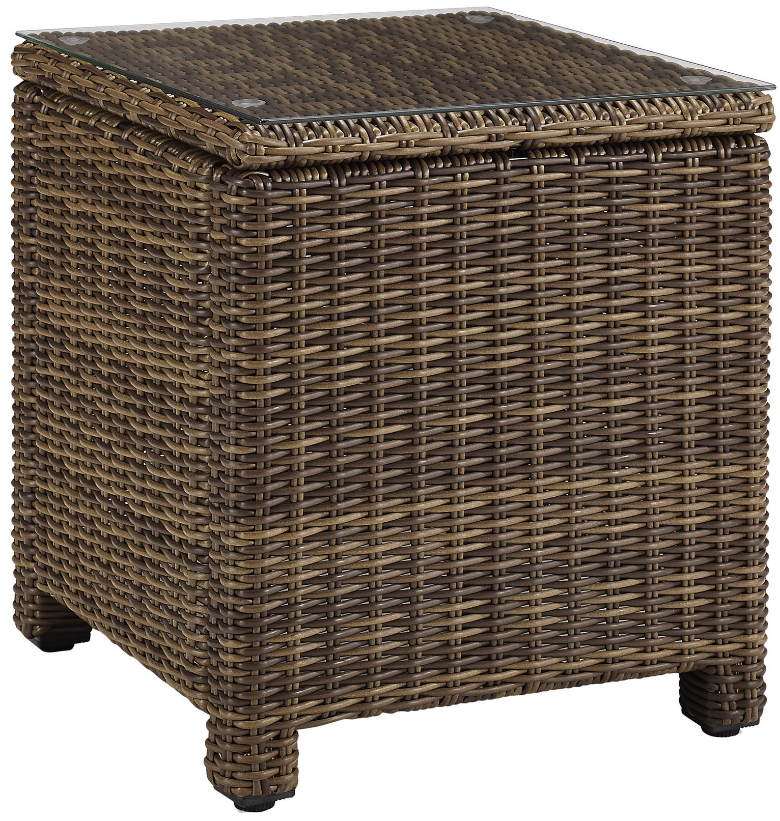 Crosley Bradenton 5-Piece Outdoor Wicker Sofa Set with Navy Cushions - Patio Furniture Conversation Set for Porch, Deck & Backyard (Brown)