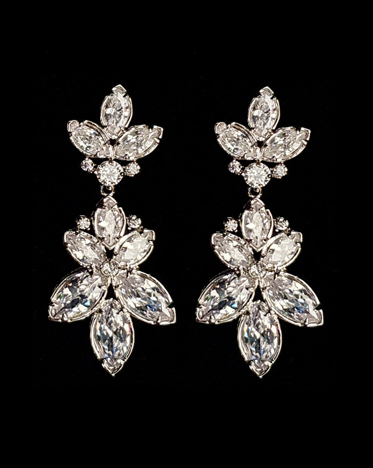 Stunning Crystal Star Flower Bridal Earrings | Jayda by Johnny B at Kezani | Perfect for Weddings, Prom & Special Occasions