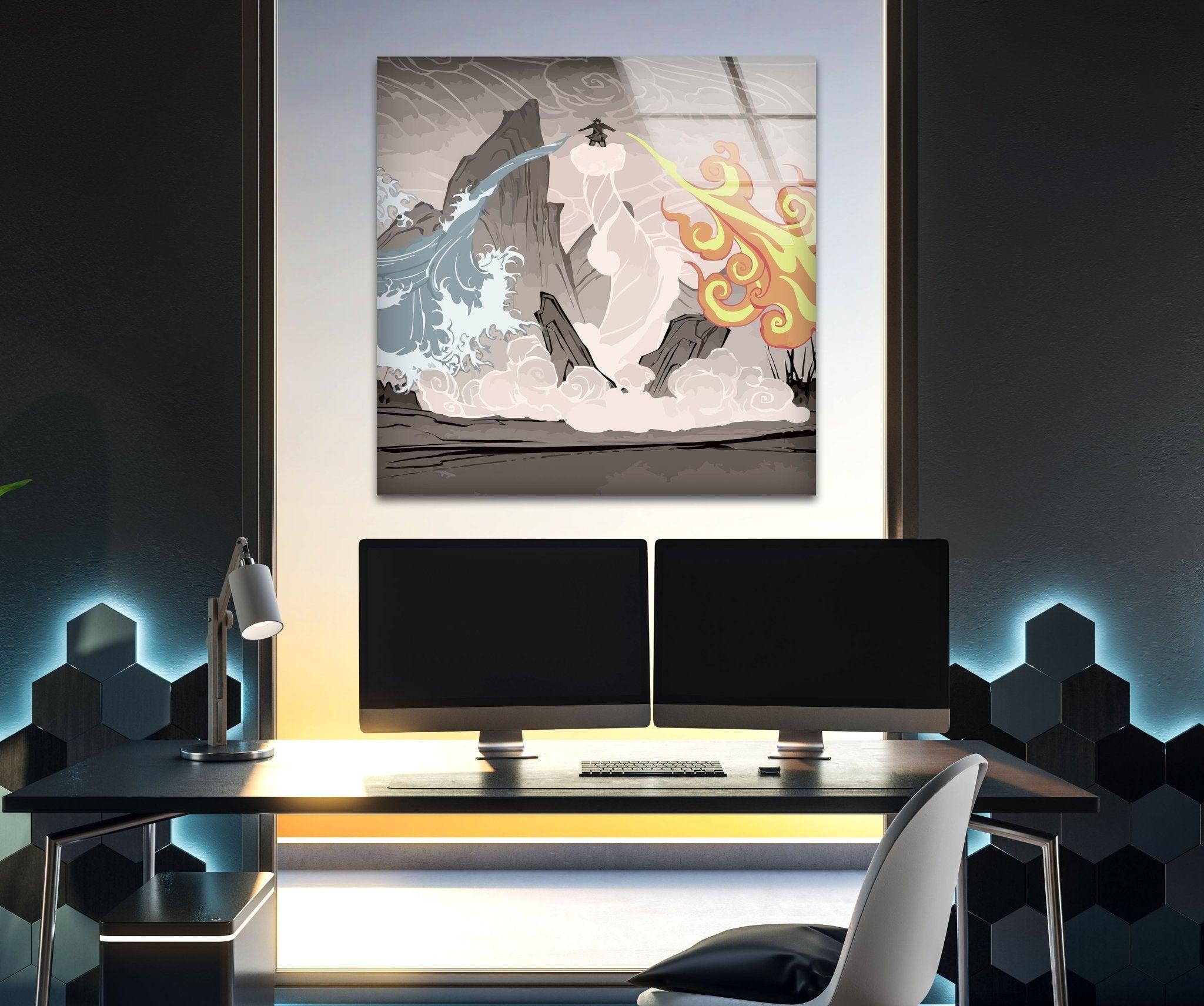 The Last Airbender Anime Glass Wall Art - Stunning Decor for Living Room, Bedroom & Office | Perfect Gift for Avatar Fans