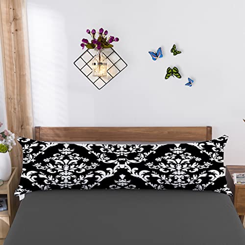 Black and White Damask Body Pillow Cover - 20