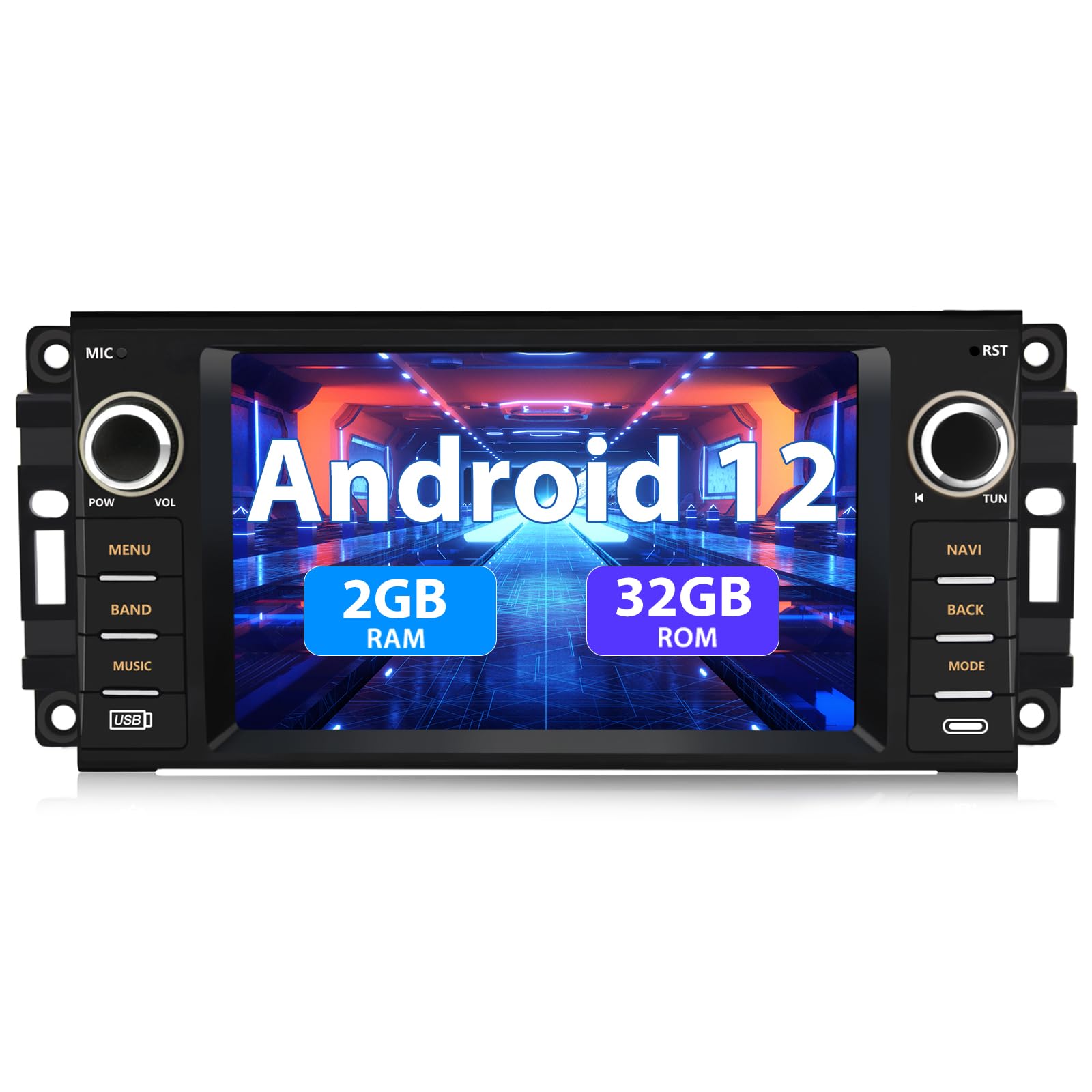 AWESAFE 7 Inch Android Car Stereo for Jeep Wrangler JK Chrysler Dodge - Touch Screen Radio with Apple CarPlay & Android Auto, Bluetooth, WiFi, 2GB RAM 32GB ROM - Perfect for Off-Road Adventures & Daily Commuting