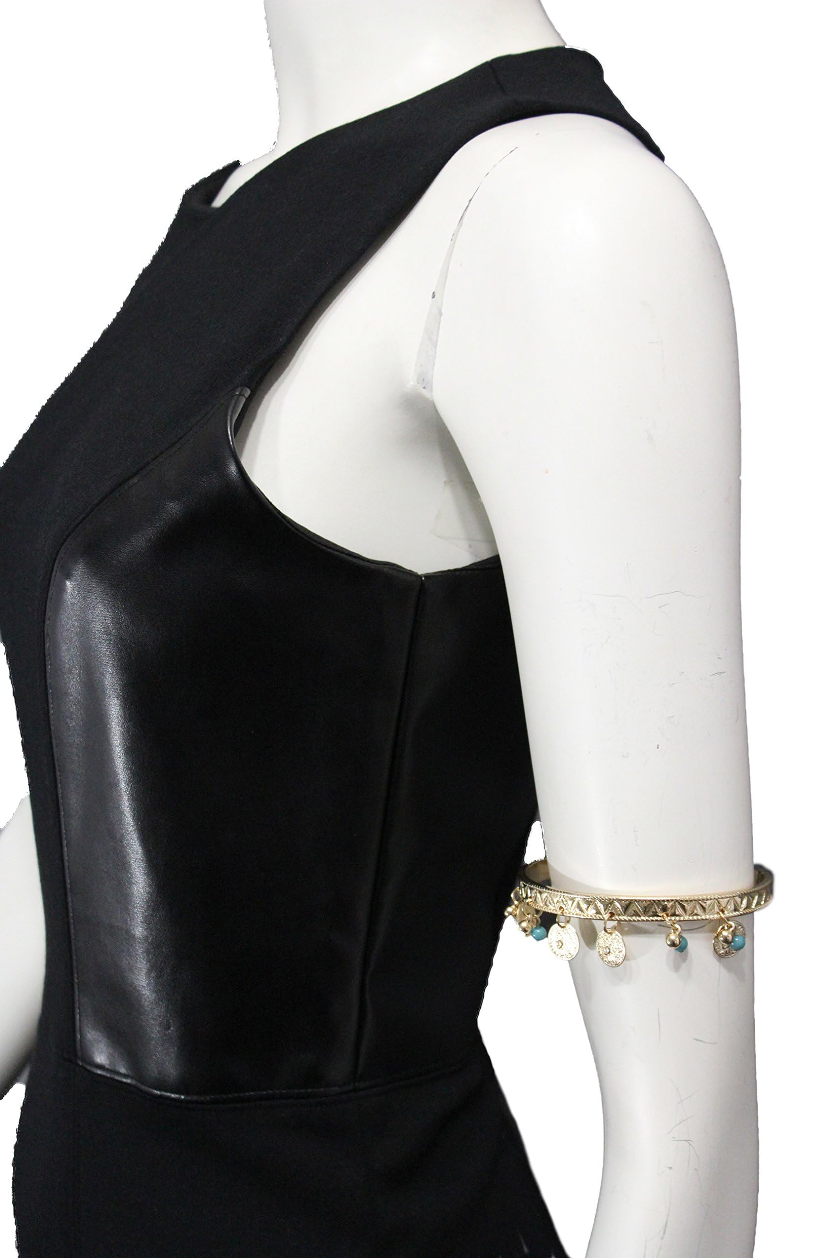 TFJ Women's Fashion Jewelry - Elegant Metal High Arm Cuff Bracelet with Gold Coins & Turquoise Beads, Wrap Around Bangle for Boho Chic Style - Perfect for Parties, Weddings and Festival Outfits