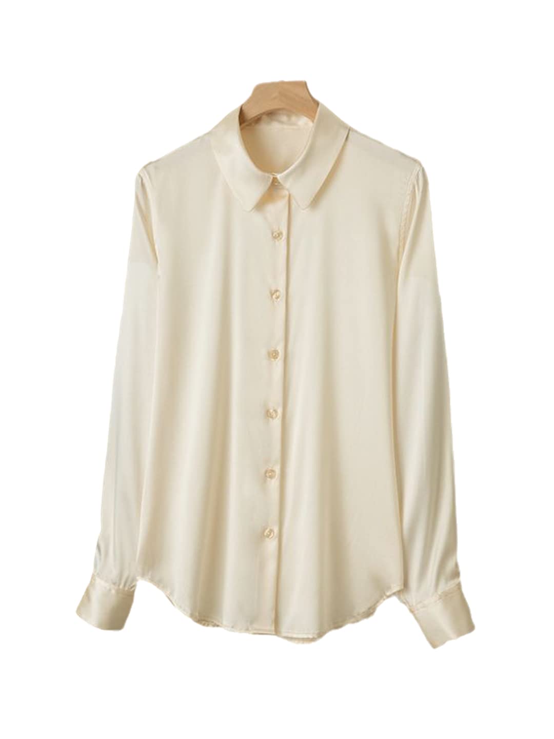 Women's Silk Blouse - 95% Silk 5% Spandex Basic Solid Turn Down Collar Shirt | Spring 2022 Fashion Top | Perfect for Office Wear & Casual Outfits