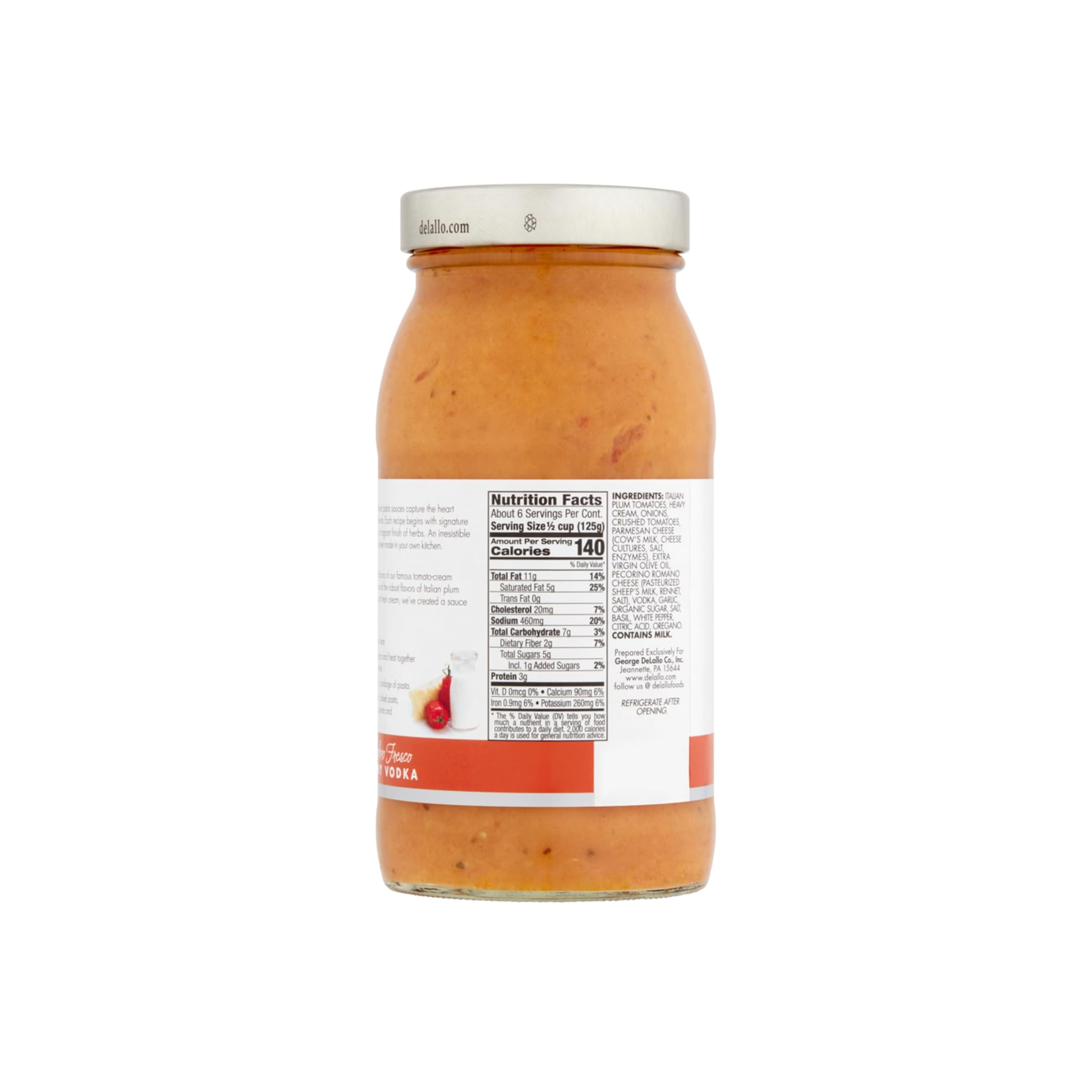 DeLallo Creamy Vodka Sauce (6-Pack) - Authentic Italian Tomato Pasta Sauce with Parmesan & Pecorino Romano Cheeses | Gluten Free, All Natural, Sweet & Tangy Flavor | Perfect for Pasta Dishes, Pizza Topping & Italian Recipes
