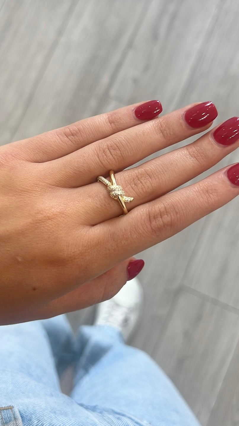 Pave Knot Ring for Women - Sterling Silver Stackable Boho Jewelry - Perfect for Everyday Wear, Gifts & Special Occasions