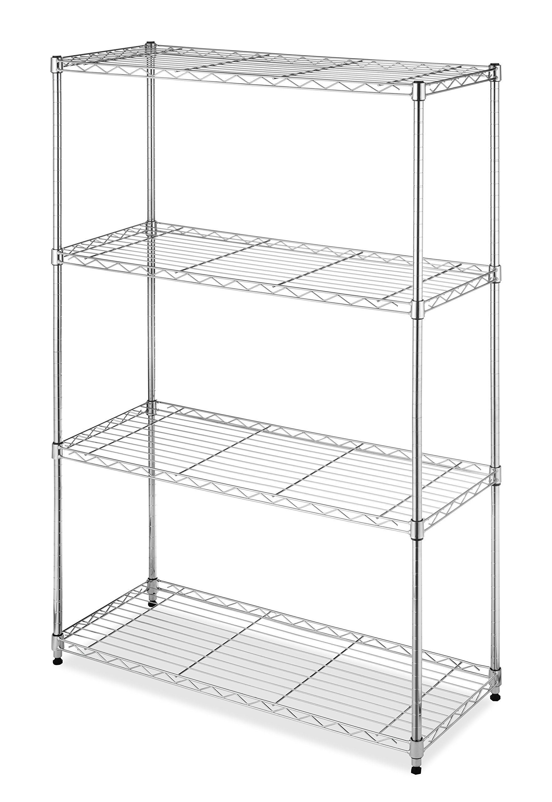Whitmor 4-Tier Heavy Duty Metal Wire Shelving Unit - Easy Assembly Storage Rack for Pantry, Kitchen, Garage & Plant Organization | Space-Saving Home & Office Storage Solution