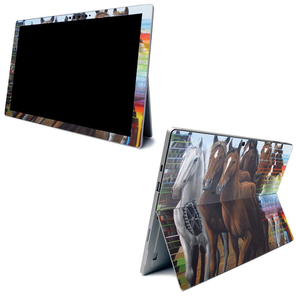 Premium Carbon Fiber Skin for Microsoft Surface Pro 7 - Durable Horse Stampede Design | Textured Protective Cover | Easy Application & Removal | Made in USA | Perfect for Work, Travel & School Protection